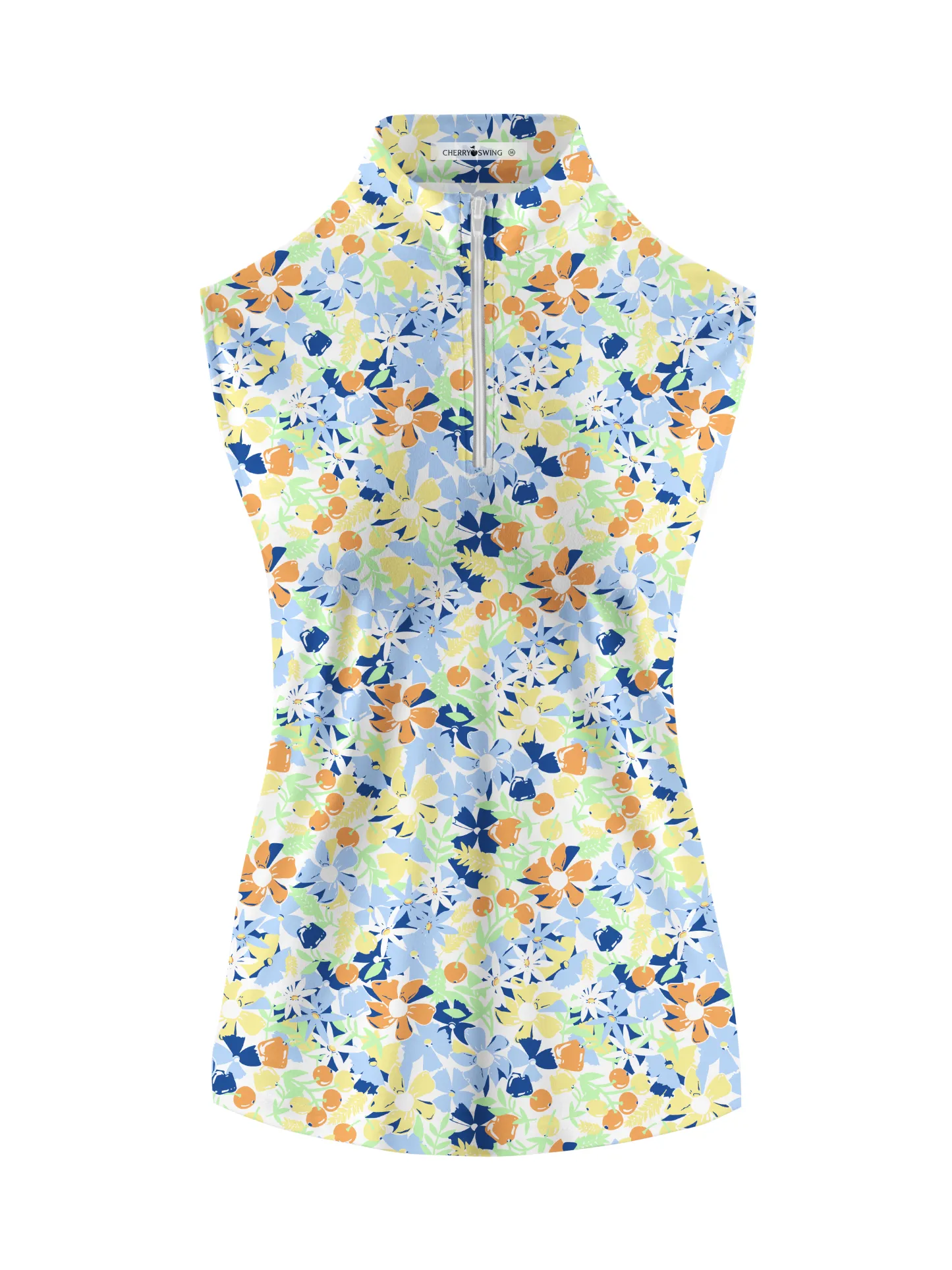 Cherryswing Women's Wildflowers Pattern Sleeveless Golf Shirt