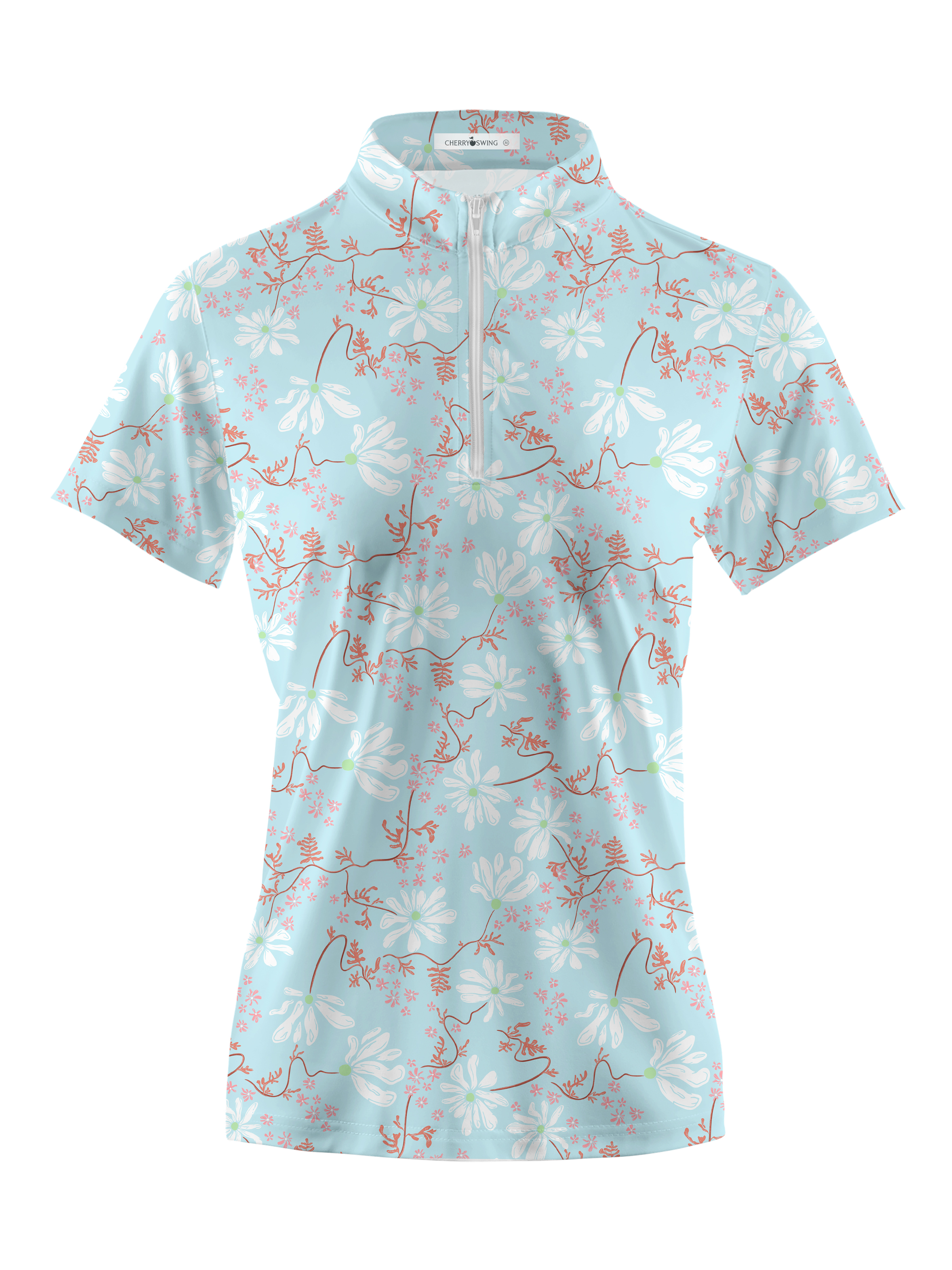 Cherryswing Women's Spring Blossom Short Sleeve Golf Shirt