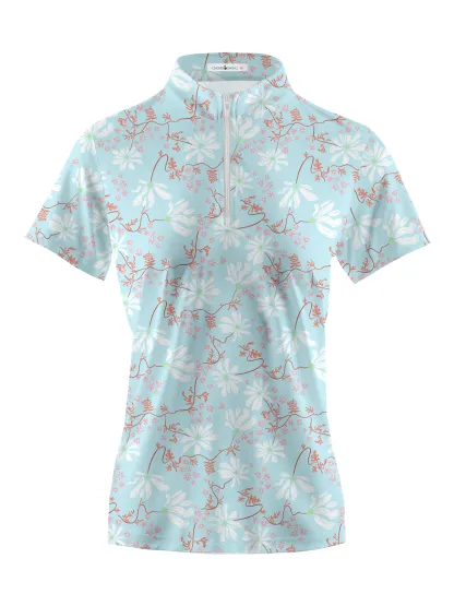 Cherryswing Women's Spring Blossom Short Sleeve Golf Shirt