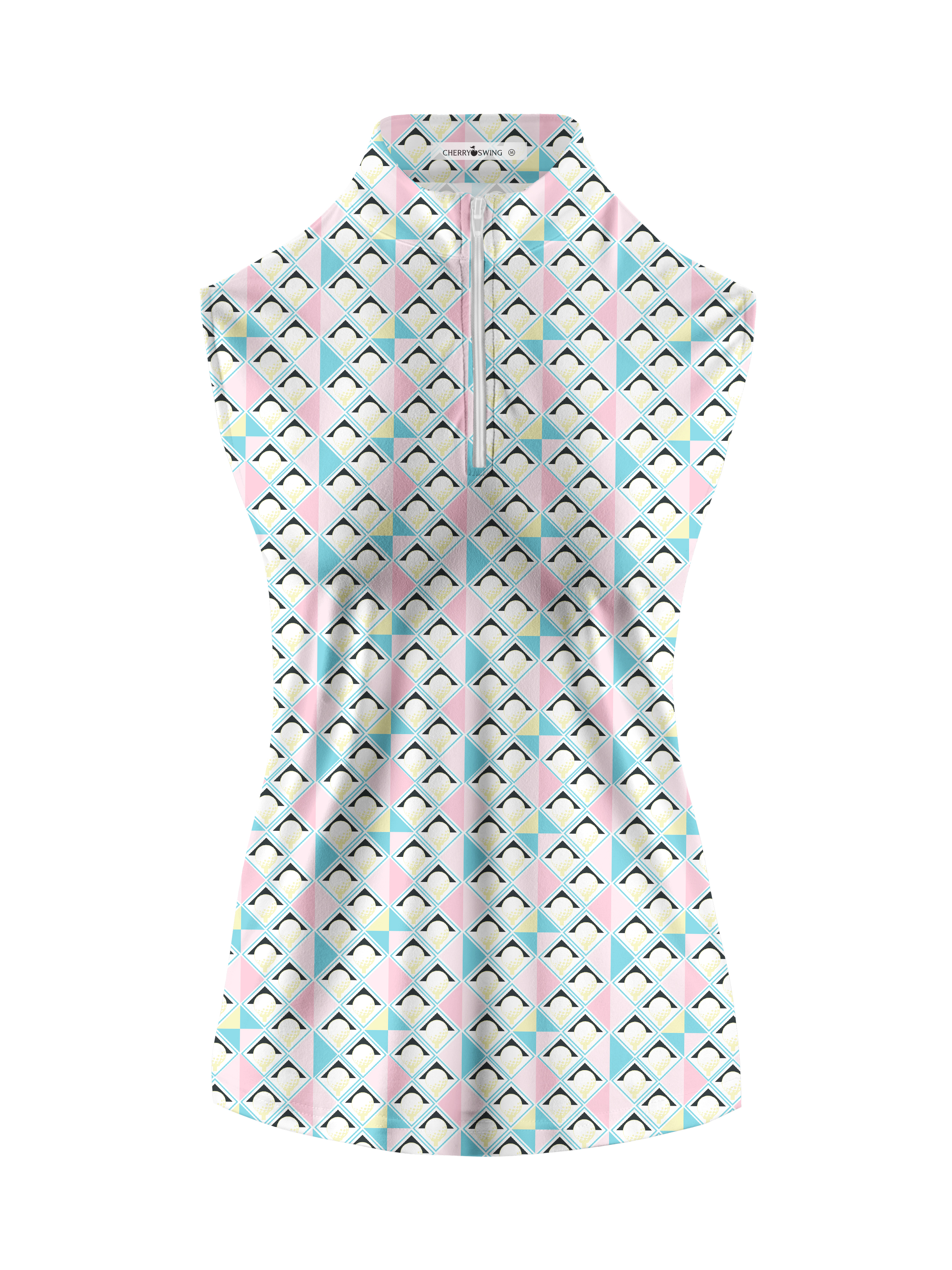 Cherryswing Women's Pastel Colors Geometric Sleeveless Golf Shirt