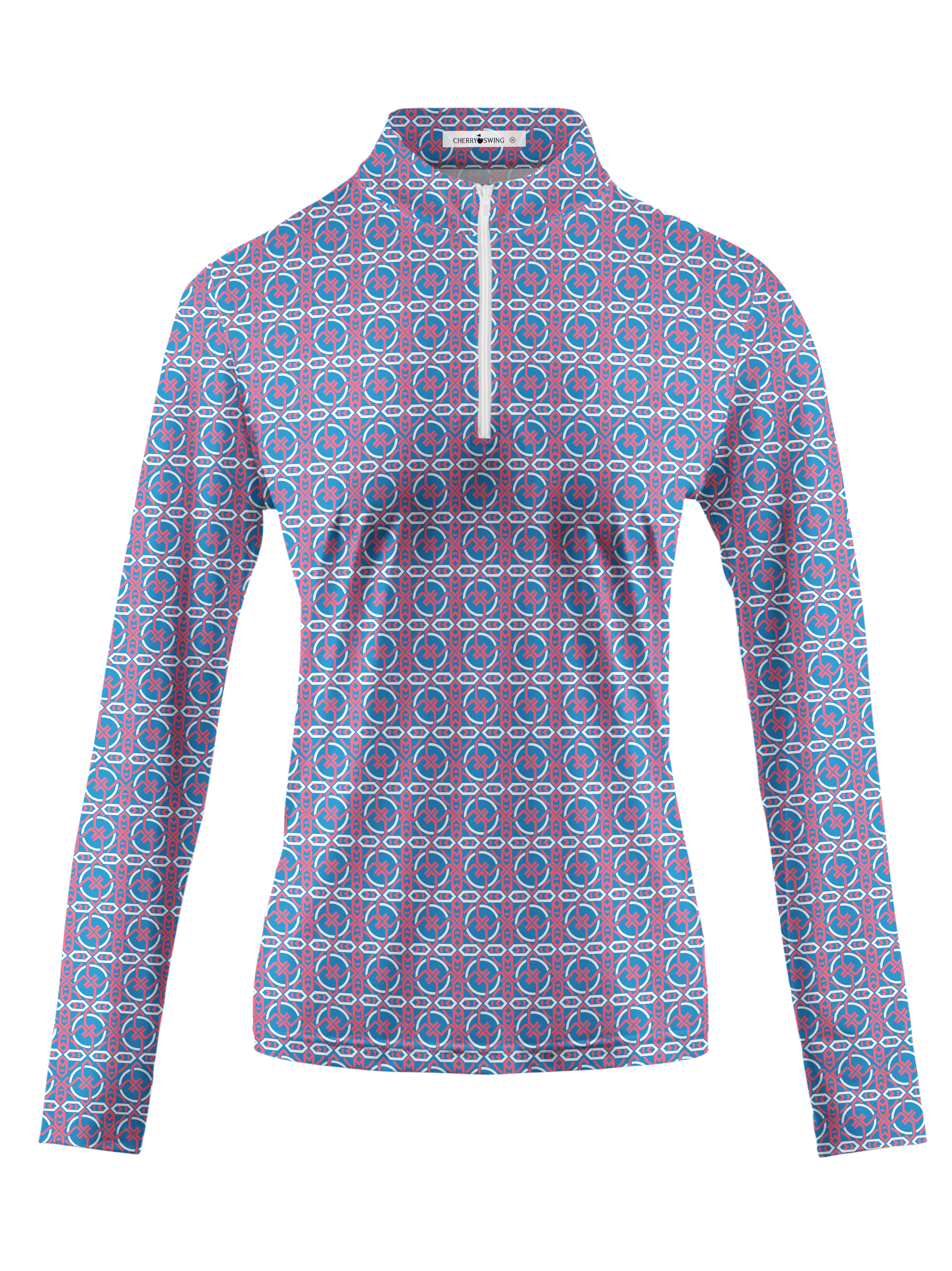 Cherryswing Women's Circular Motifs Long Sleeve Golf Shirt