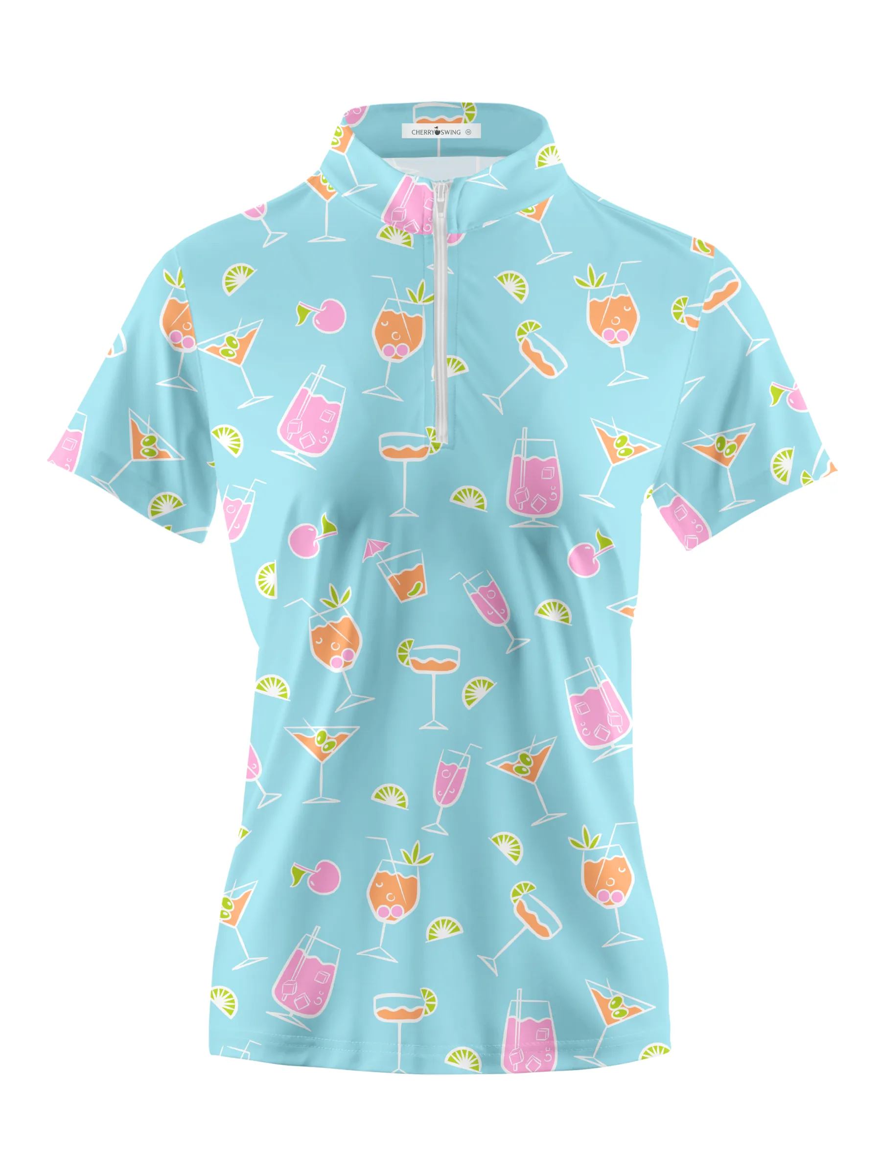 Cherryswing Women's Refreshing Cocktails Short Sleeve Golf Shirt