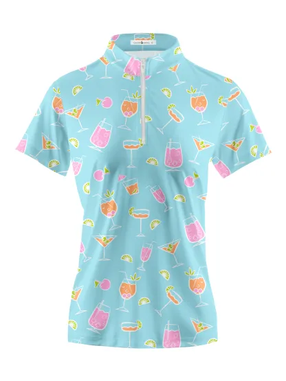 Cherryswing Women's Refreshing Cocktails Short Sleeve Golf Shirt