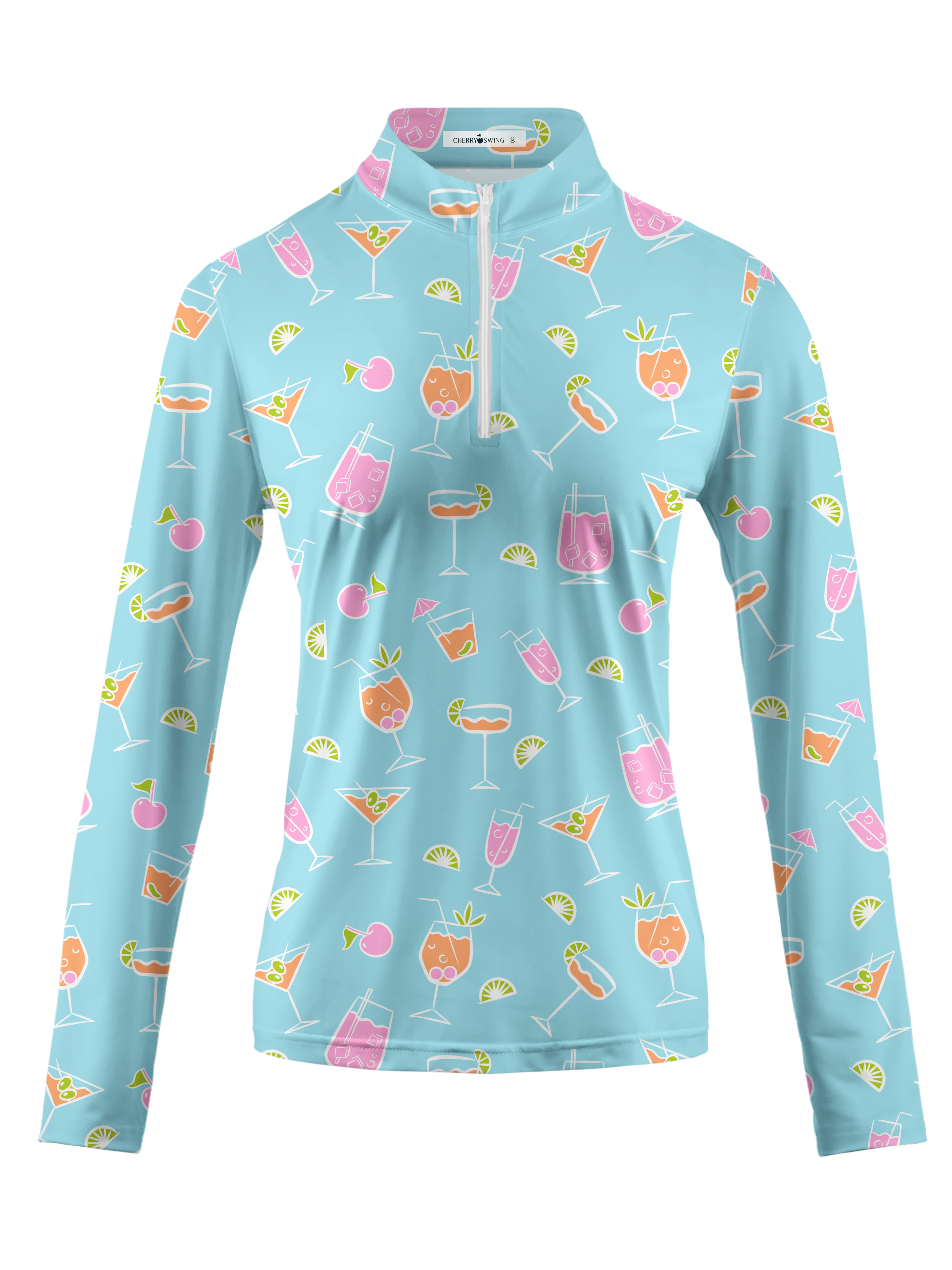 Cherryswing Women's Refreshing Cocktails Long Sleeve Golf Shirt