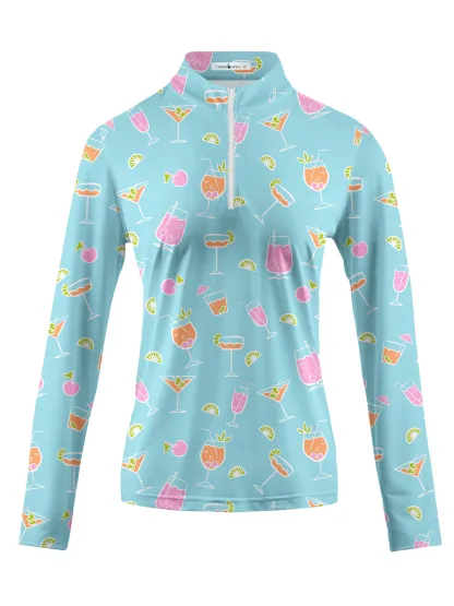 Cherryswing Women's Refreshing Cocktails Long Sleeve Golf Shirt