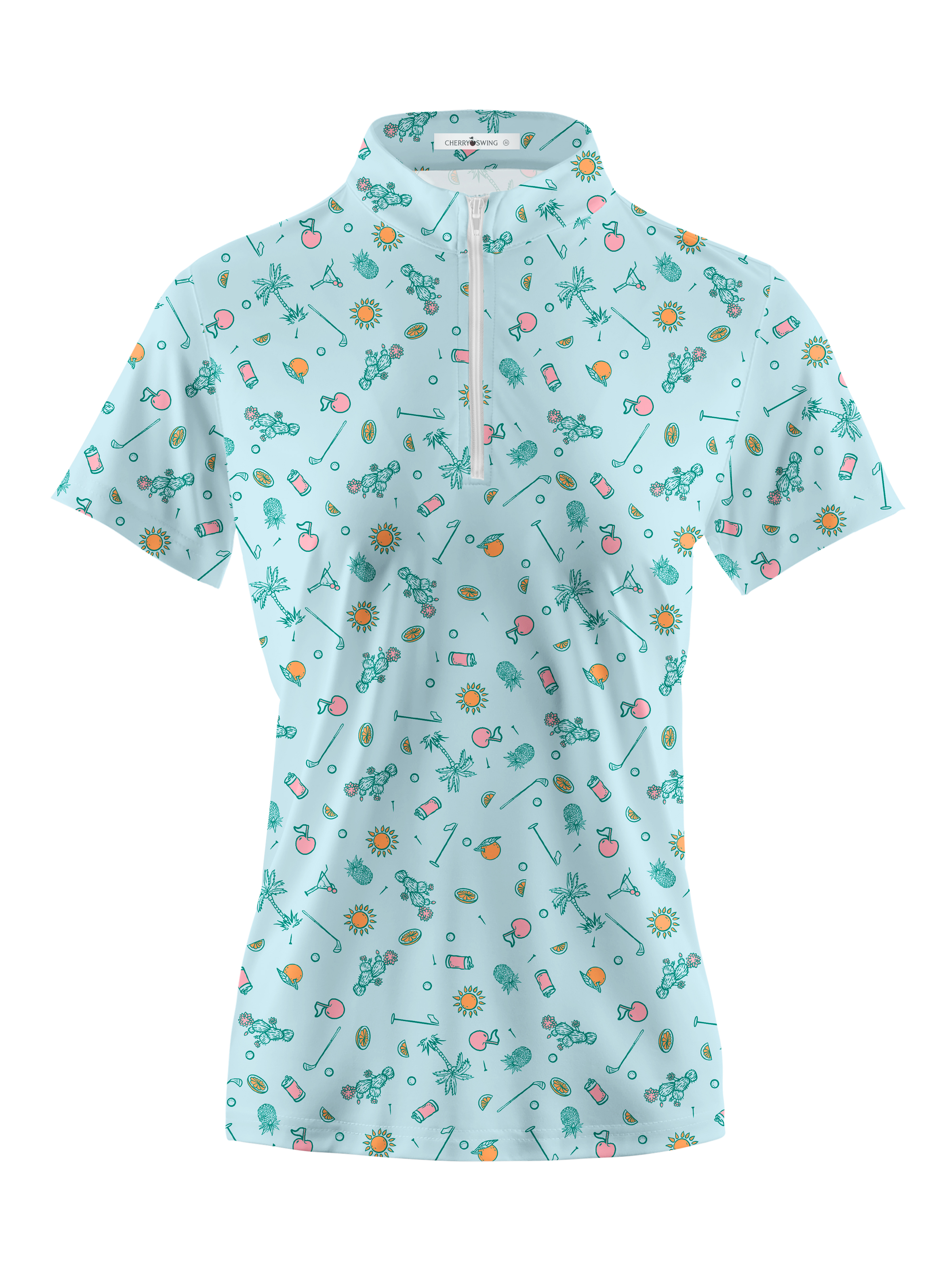 Cherryswing Women's Tropical Vacation Short Sleeve Golf Shirt
