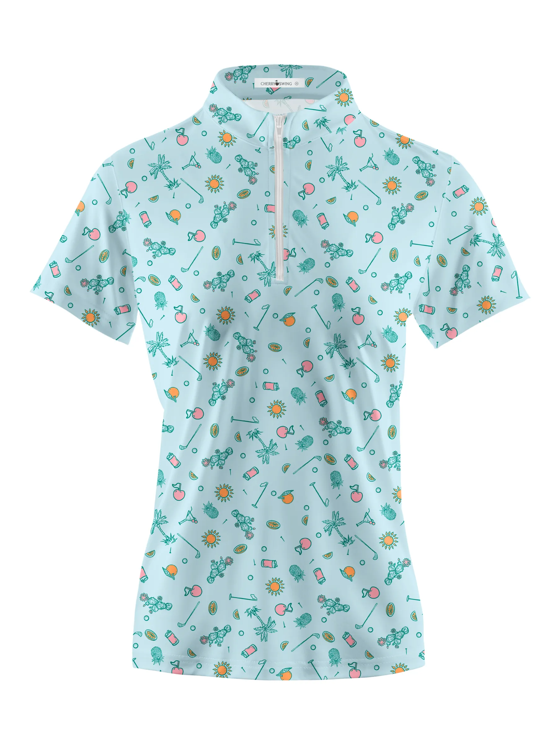 Cherryswing Women's Tropical Vacation Short Sleeve Golf Shirt