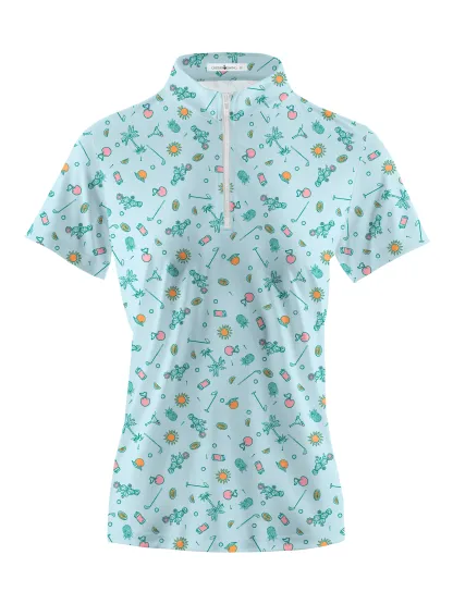 Cherryswing Women's Tropical Vacation Short Sleeve Golf Shirt