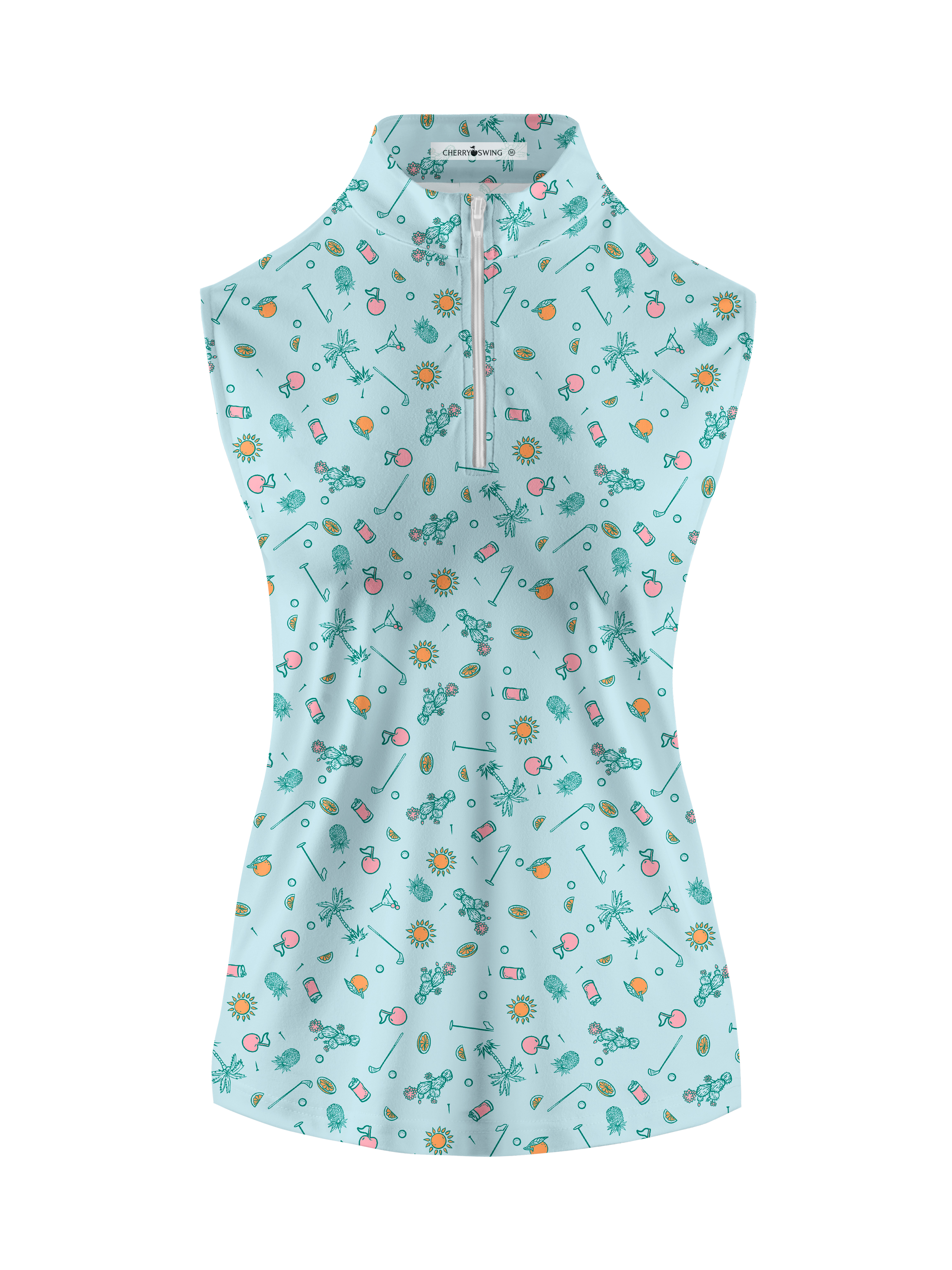 Cherryswing Women's Tropical Vacation Sleeveless Golf Shirt