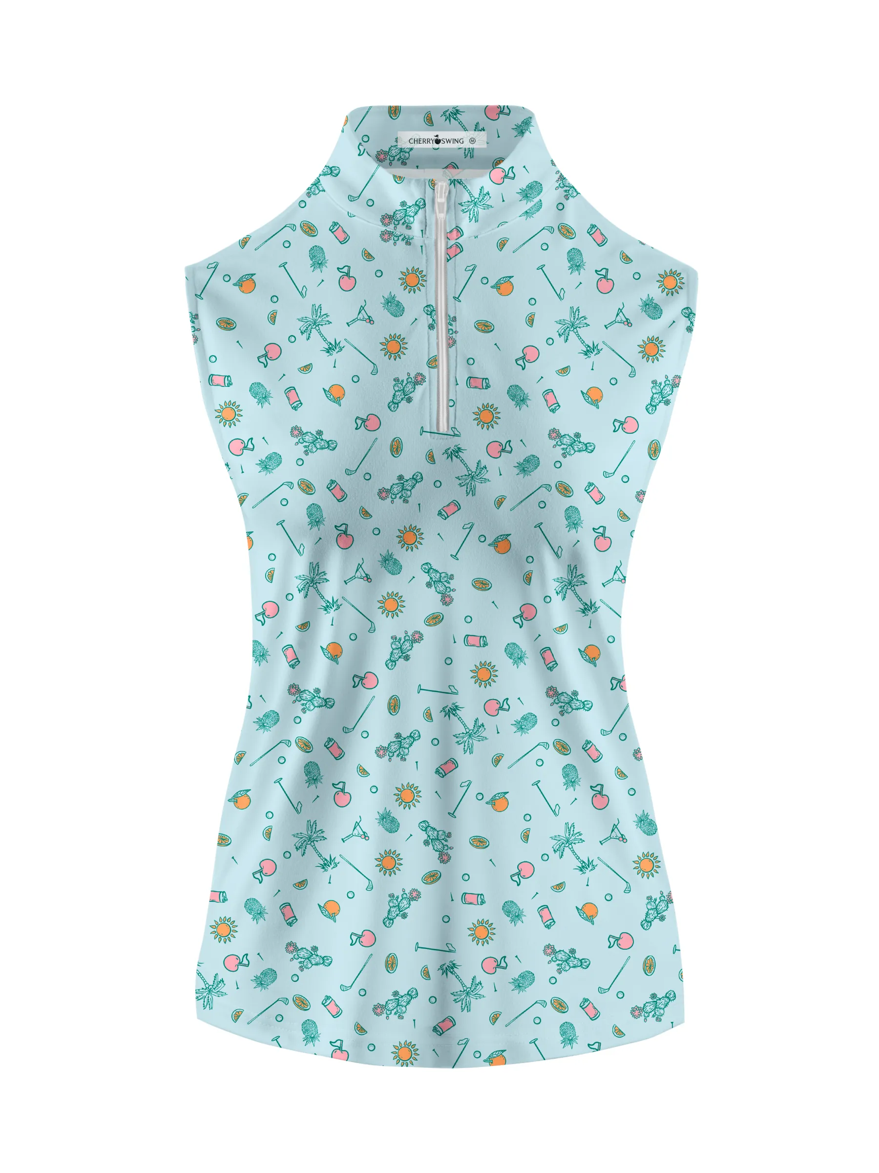 Cherryswing Women's Tropical Vacation Sleeveless Golf Shirt