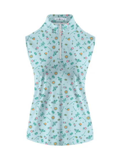 Cherryswing Women's Tropical Vacation Sleeveless Golf Shirt