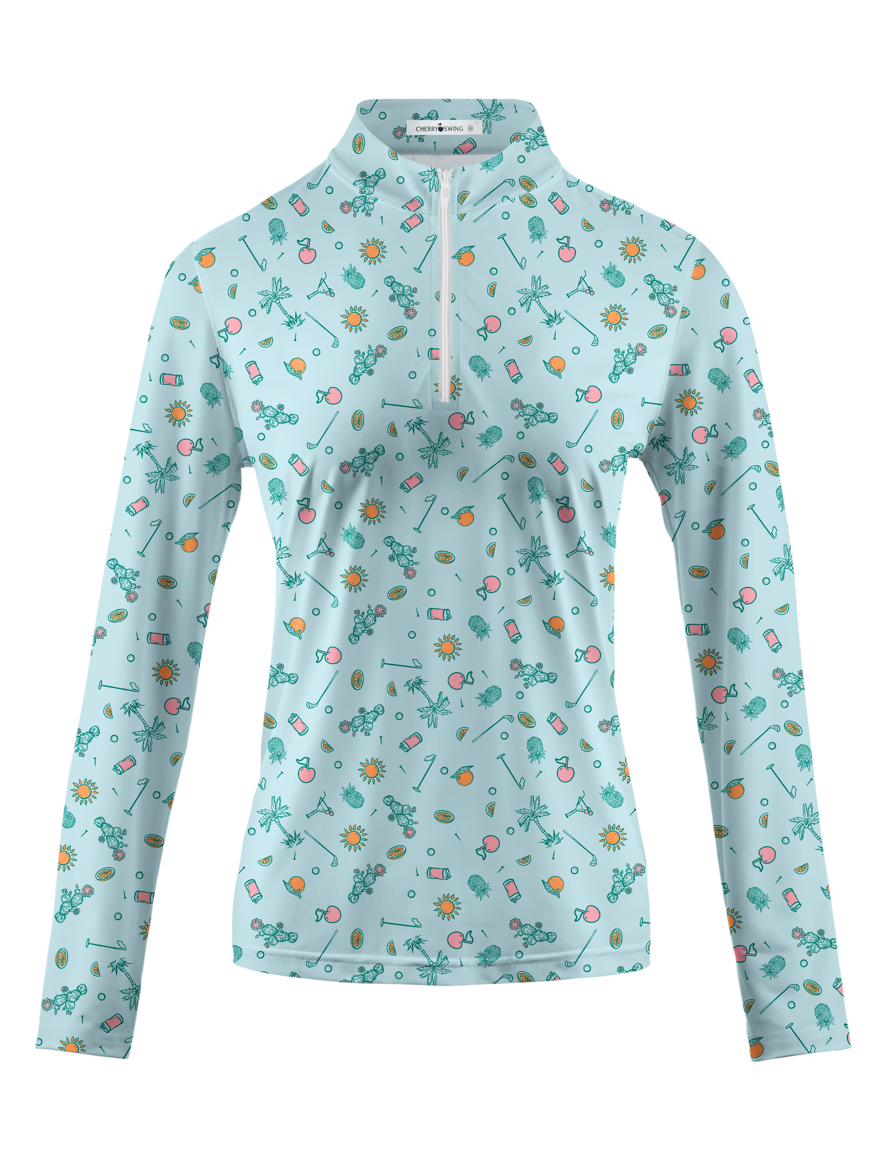 Cherryswing Women's Tropical Vacation Long Sleeve Golf Shirt