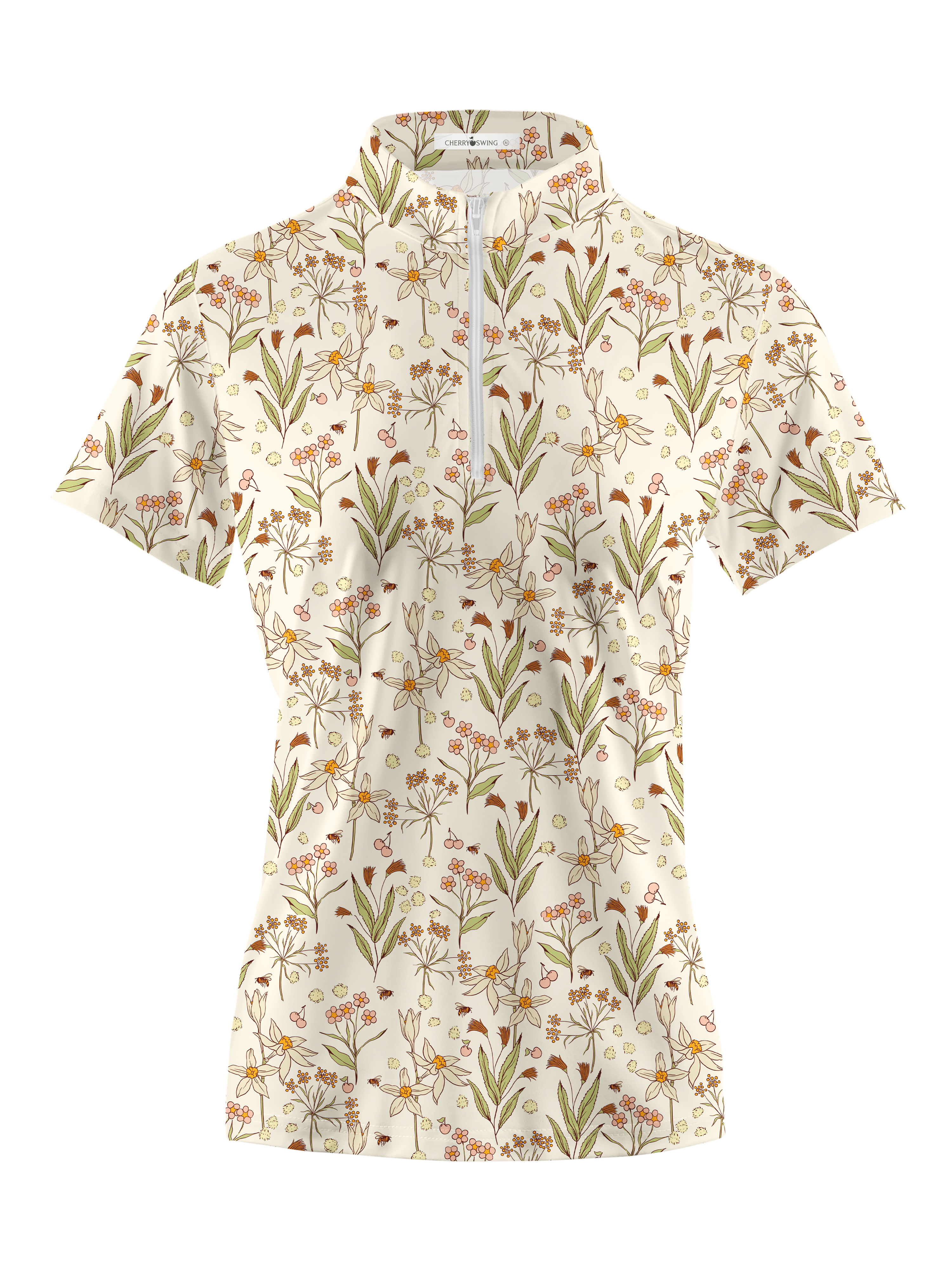 Cherryswing Women's Fantasy Flowers Short Sleeve Golf Shirt