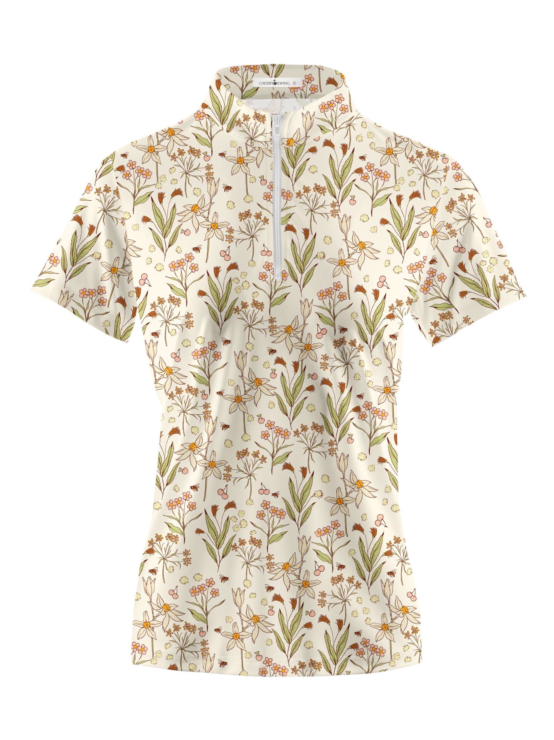 Cherryswing Women's Fantasy Flowers Short Sleeve Golf Shirt