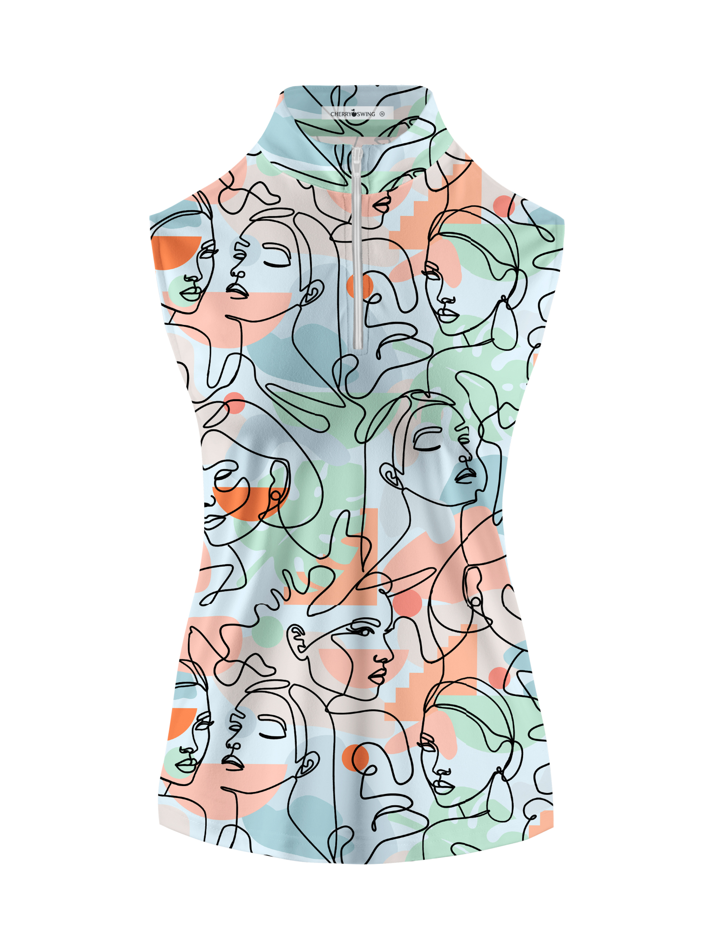 Cherryswing Women's Artistic Faces Sleeveless Golf Shirt