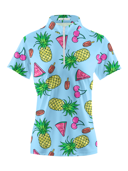 Cherryswing Women's Fruit Print Short Sleeve Golf Shirt