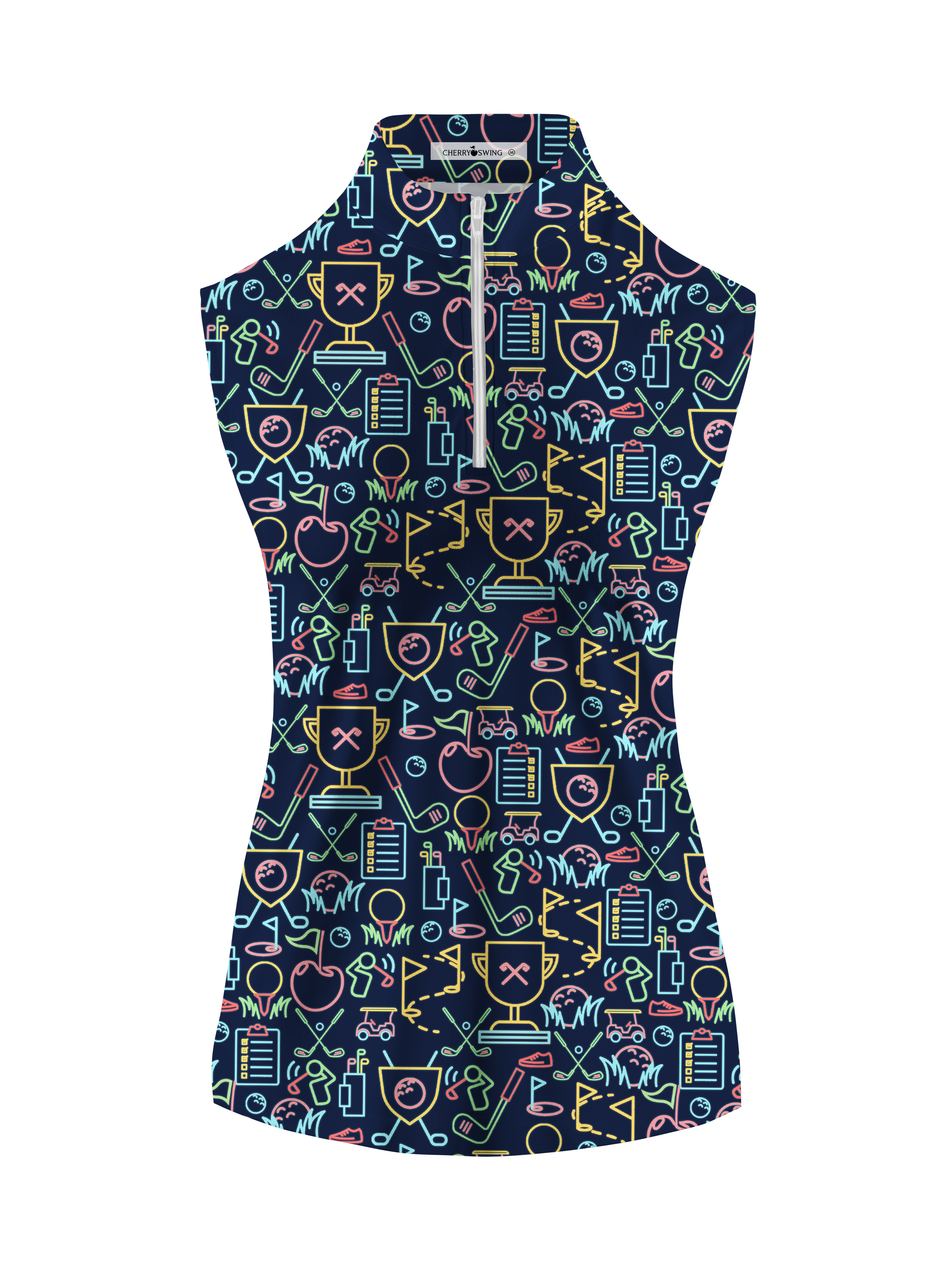 Cherryswing Women's Classic Golf Symbols Sleeveless Golf Shirt