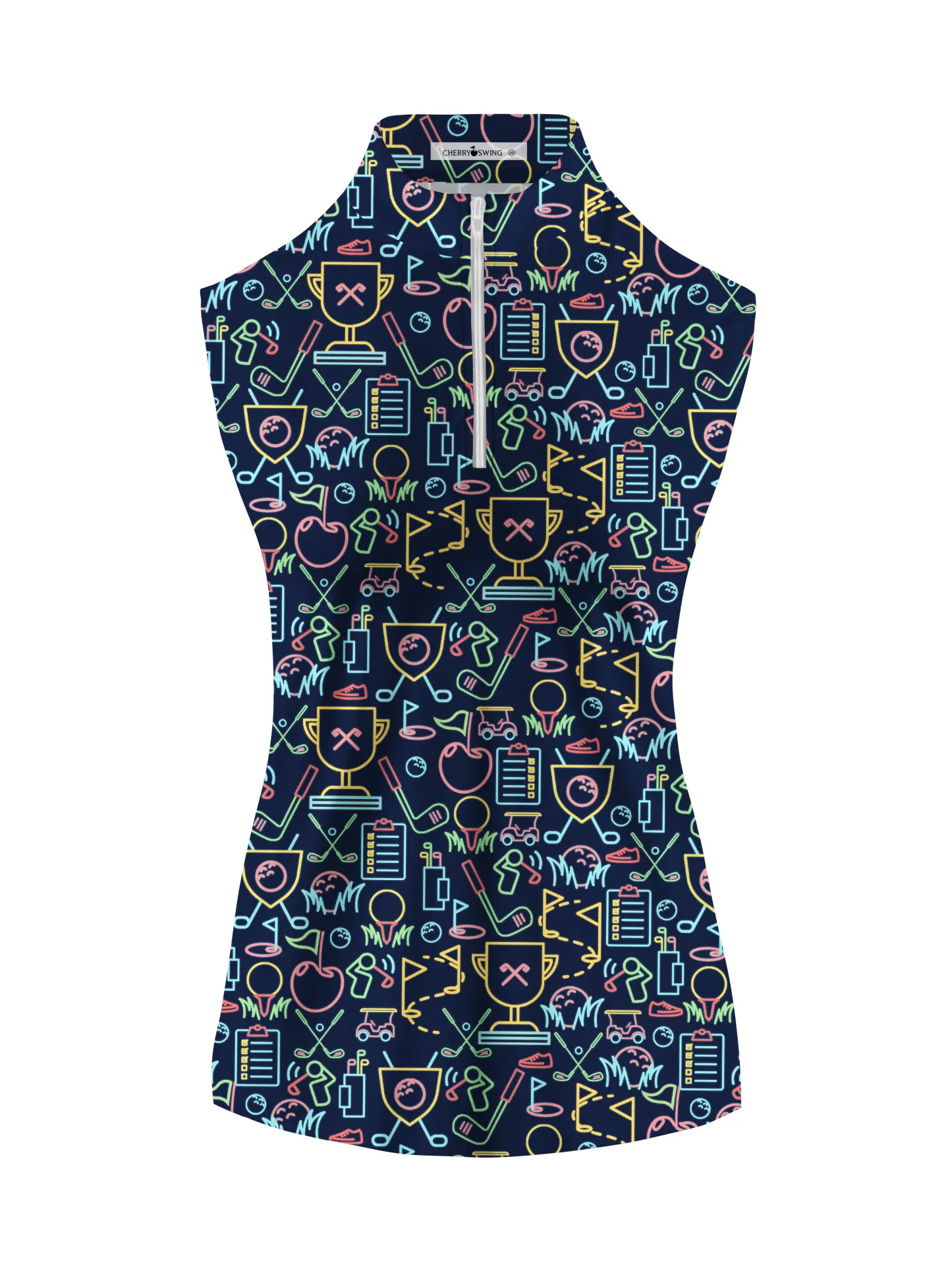 Cherryswing Women's Classic Golf Symbols Sleeveless Golf Shirt