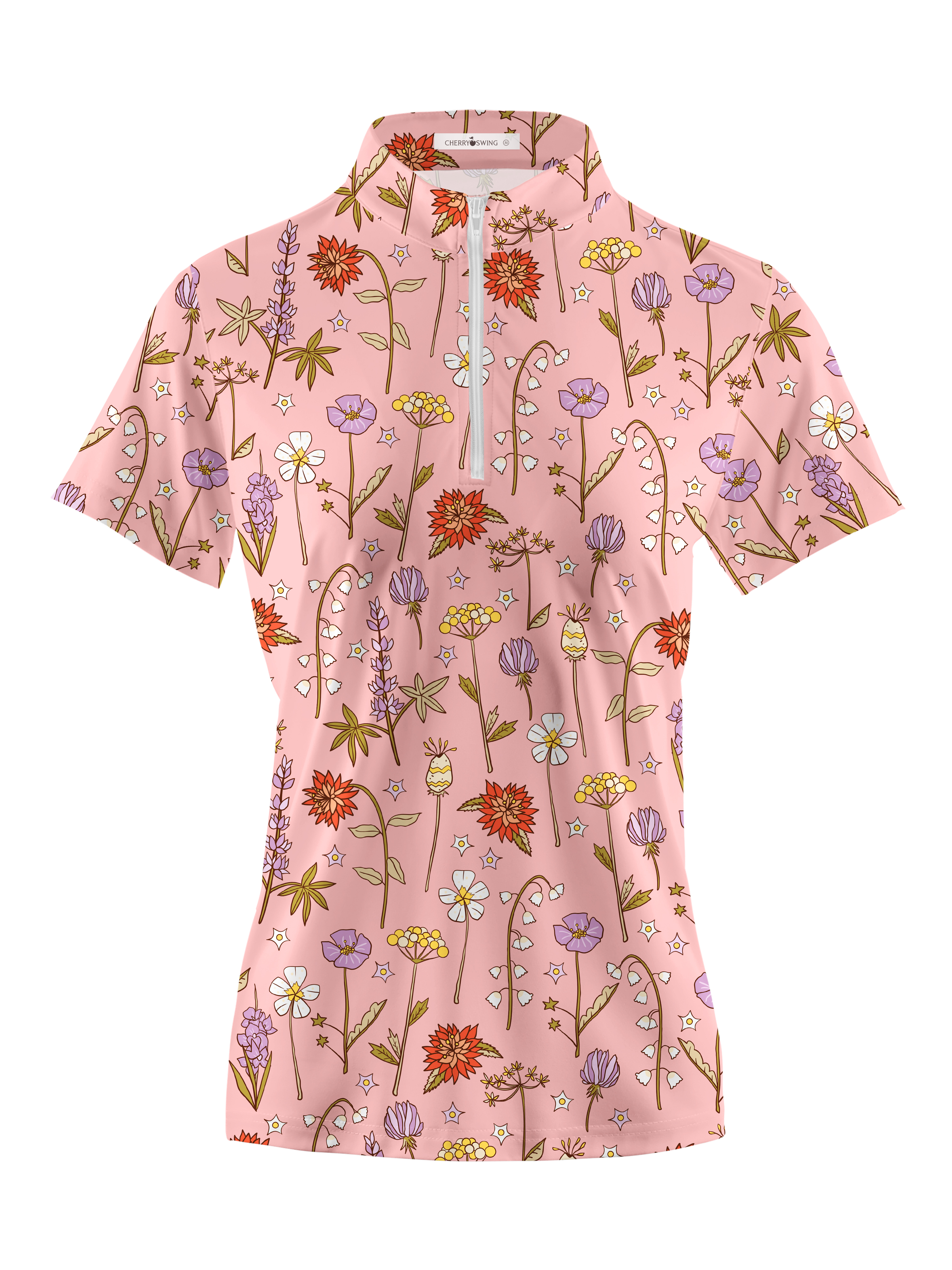 Cherryswing Women's Spring Meadow Symbols Short Sleeve Golf Shirt