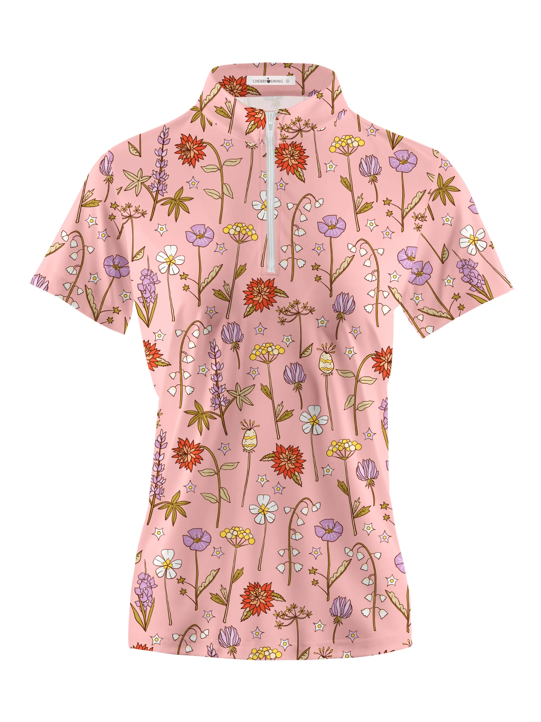 Cherryswing Women's Spring Meadow Symbols Short Sleeve Golf Shirt