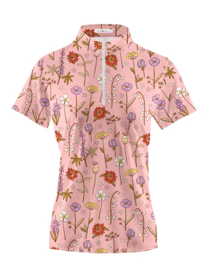 Cherryswing Women's Spring Meadow Symbols Short Sleeve Golf Shirt
