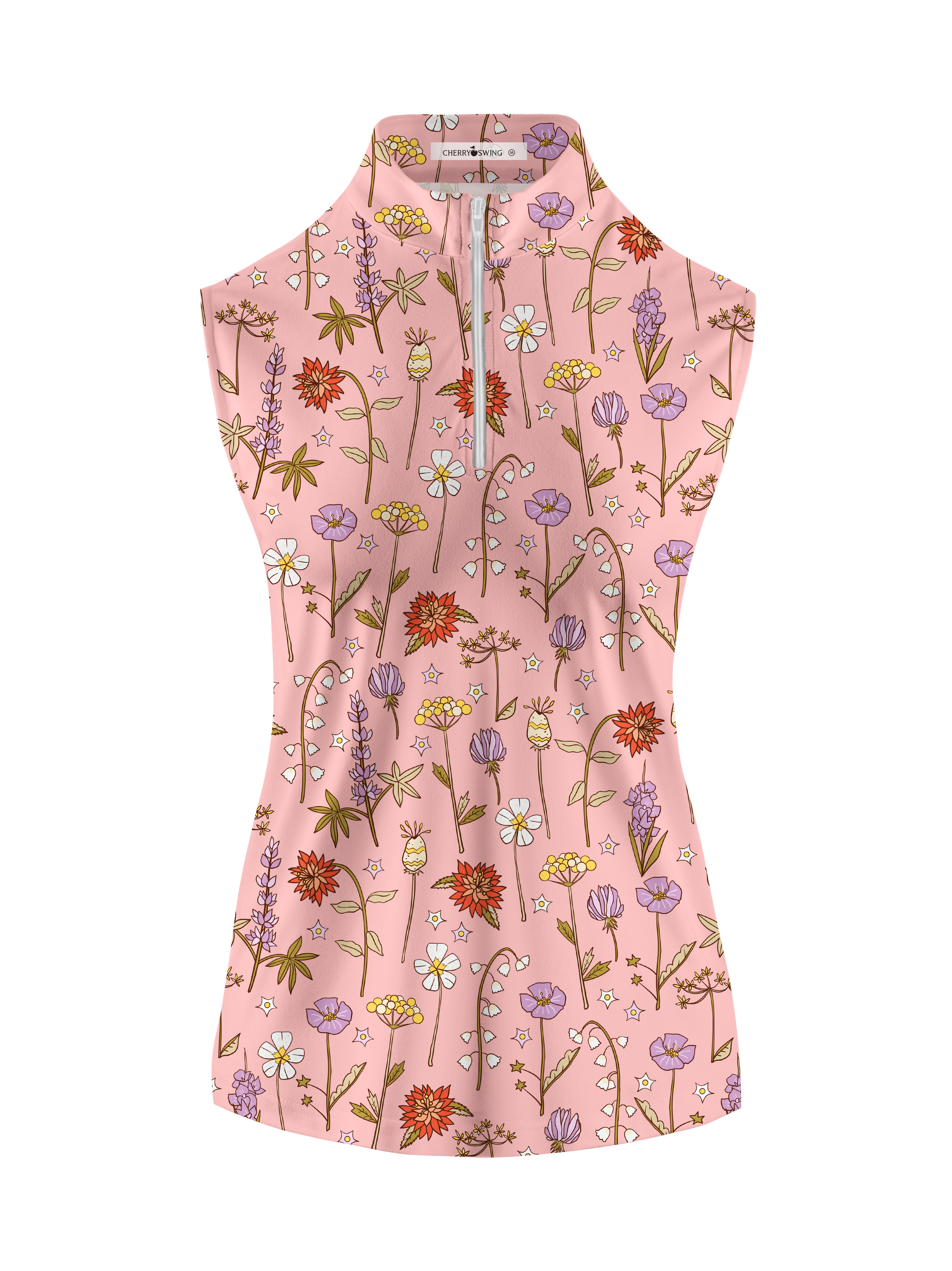 Cherryswing Women's Spring Meadow Symbols Sleeveless Golf Shirt
