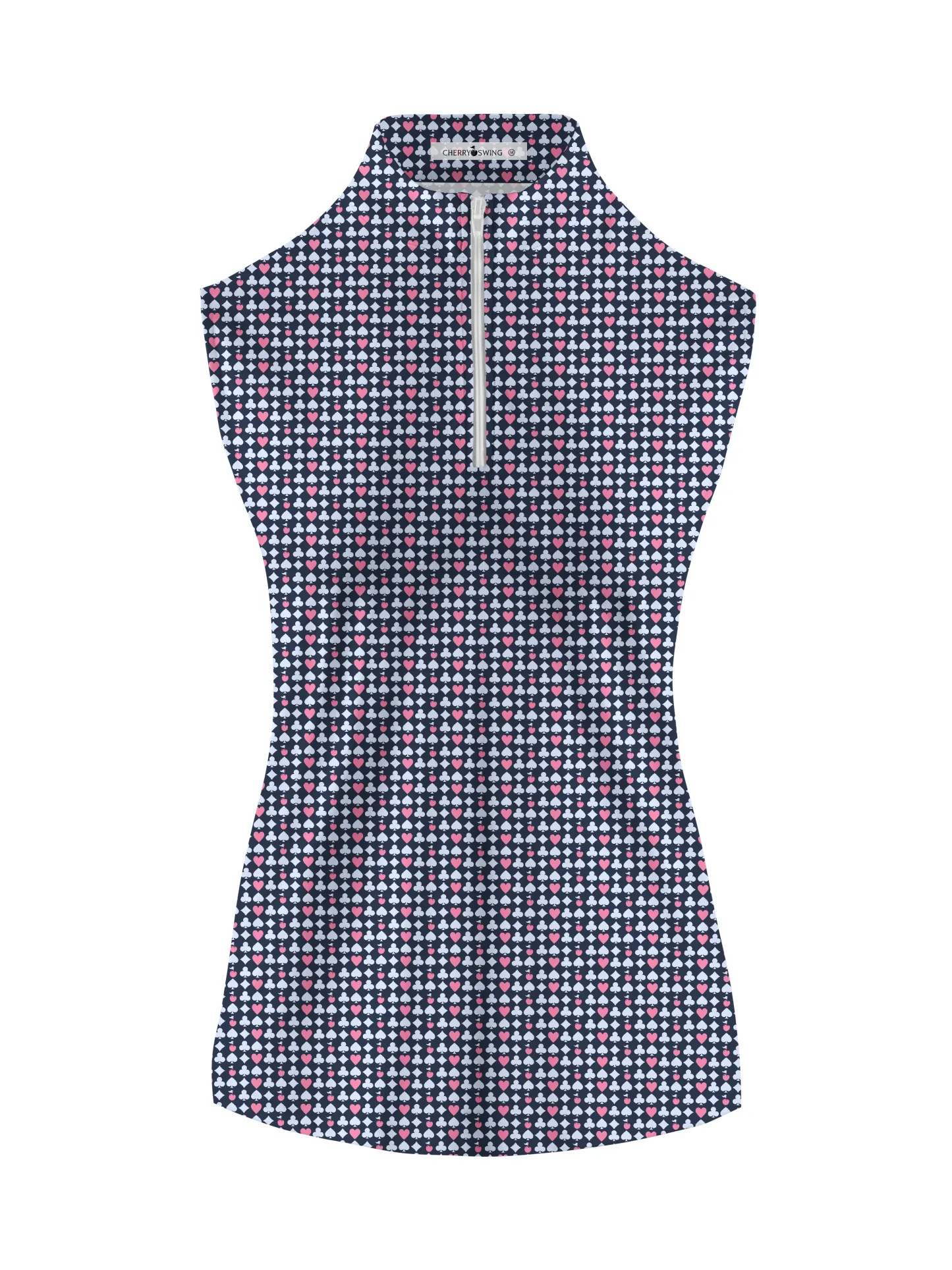 Cherryswing Women's Poker Print Symbols Sleeveless Golf Shirt