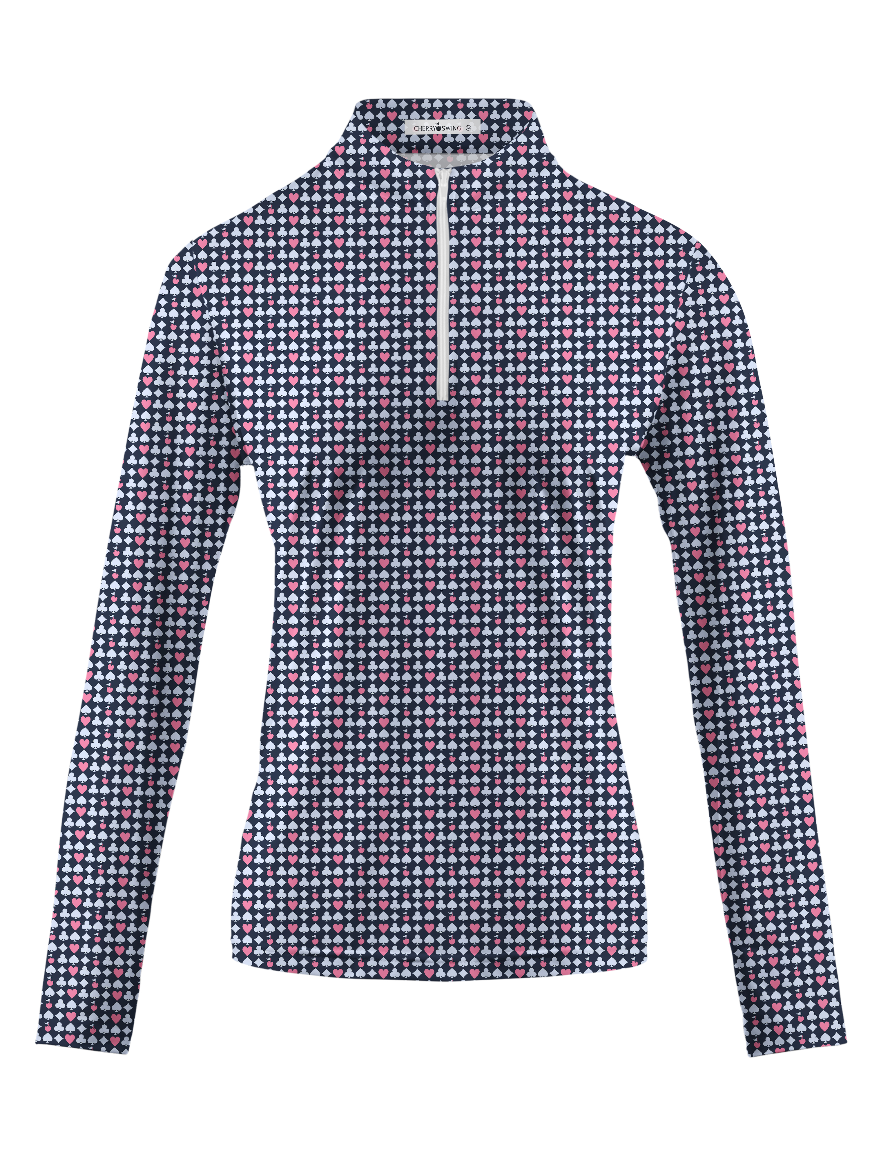Cherryswing Women's Poker Print Long Sleeve Golf Shirt