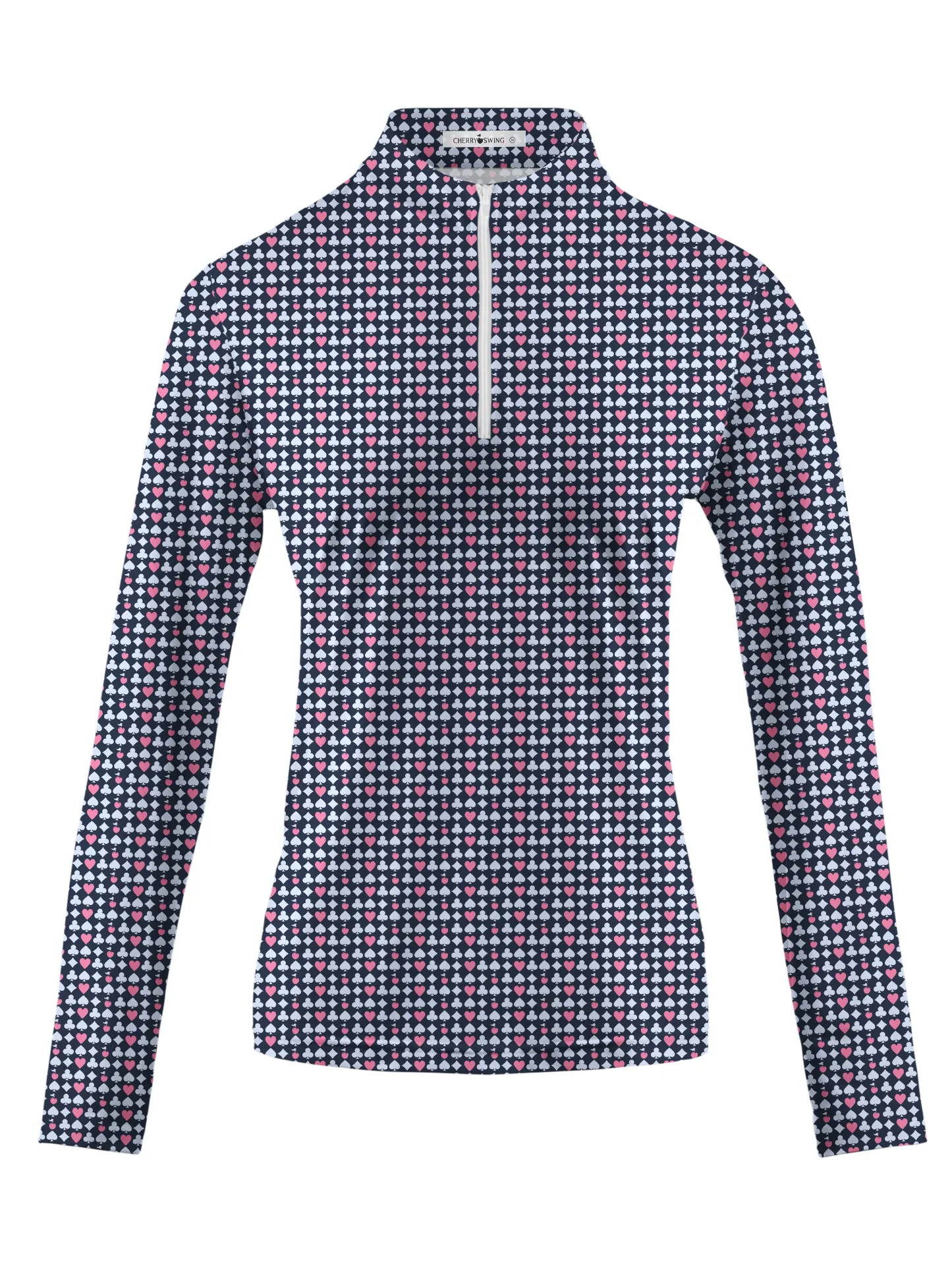 Cherryswing Women's Poker Print Long Sleeve Golf Shirt