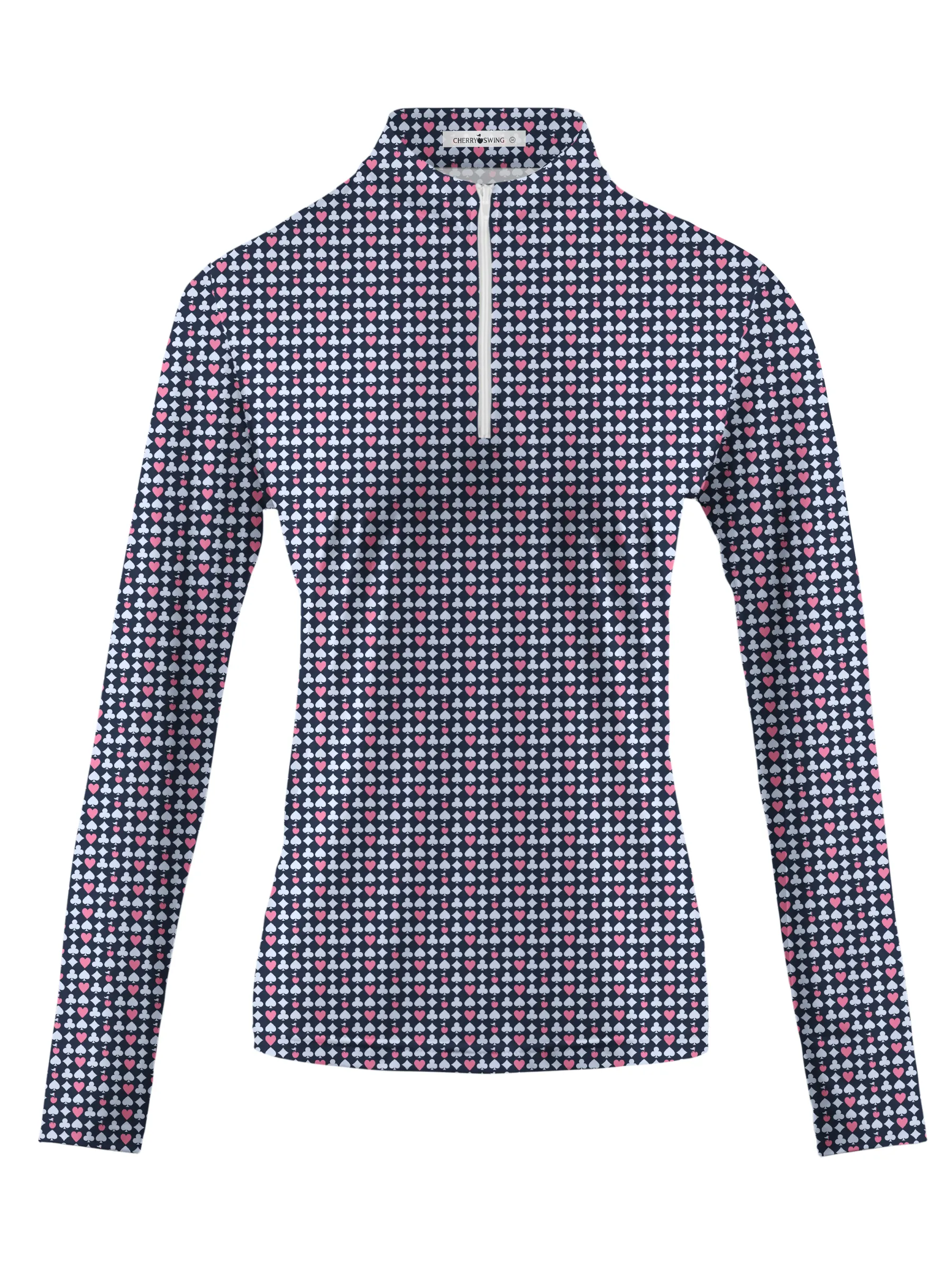 Cherryswing Women's Poker Print Long Sleeve Golf Shirt