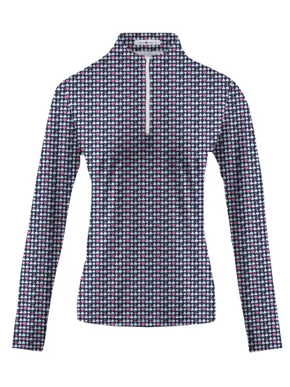 Cherryswing Women's Poker Print Long Sleeve Golf Shirt