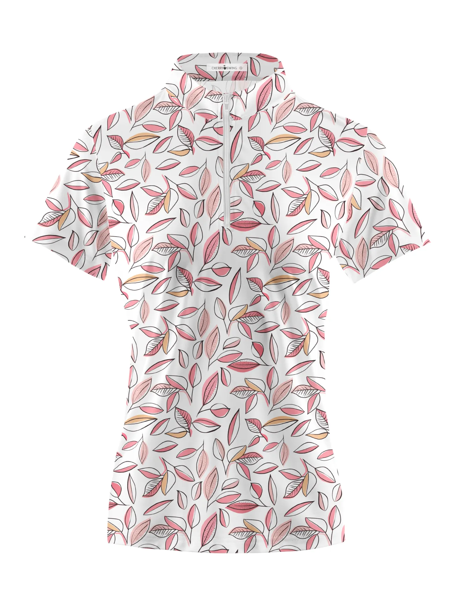 Cherryswing Women's Autumn Leaves Short Sleeve Golf Shirt