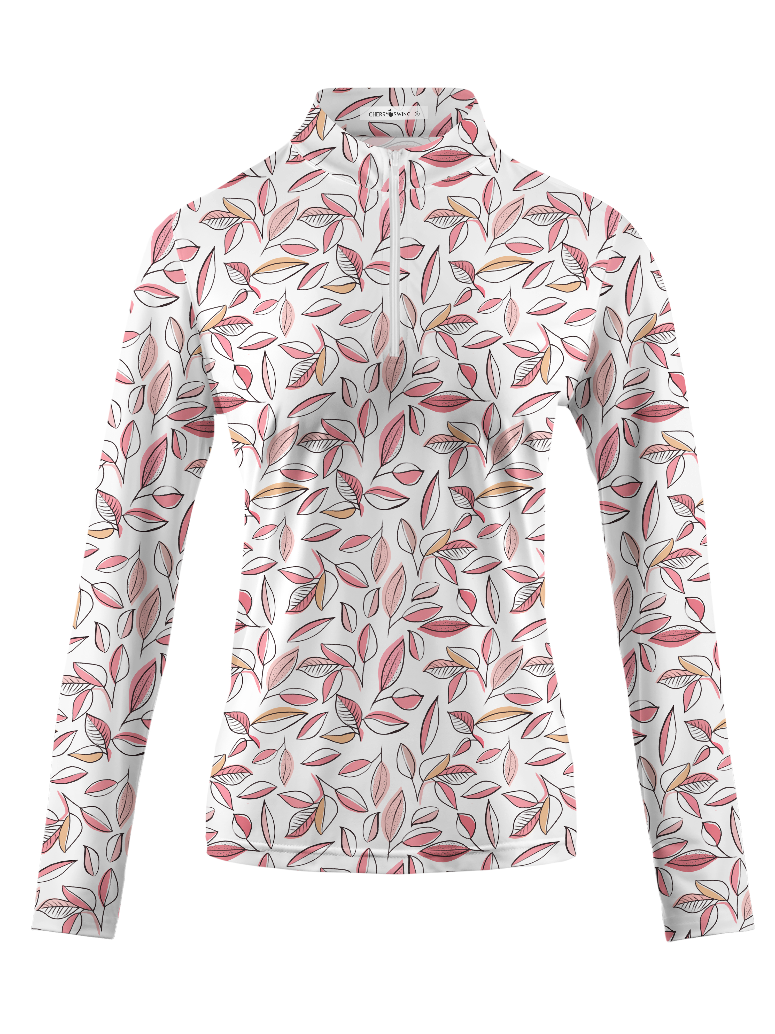 Cherryswing Women's Autumn Leaves Long Sleeve Golf Shirt