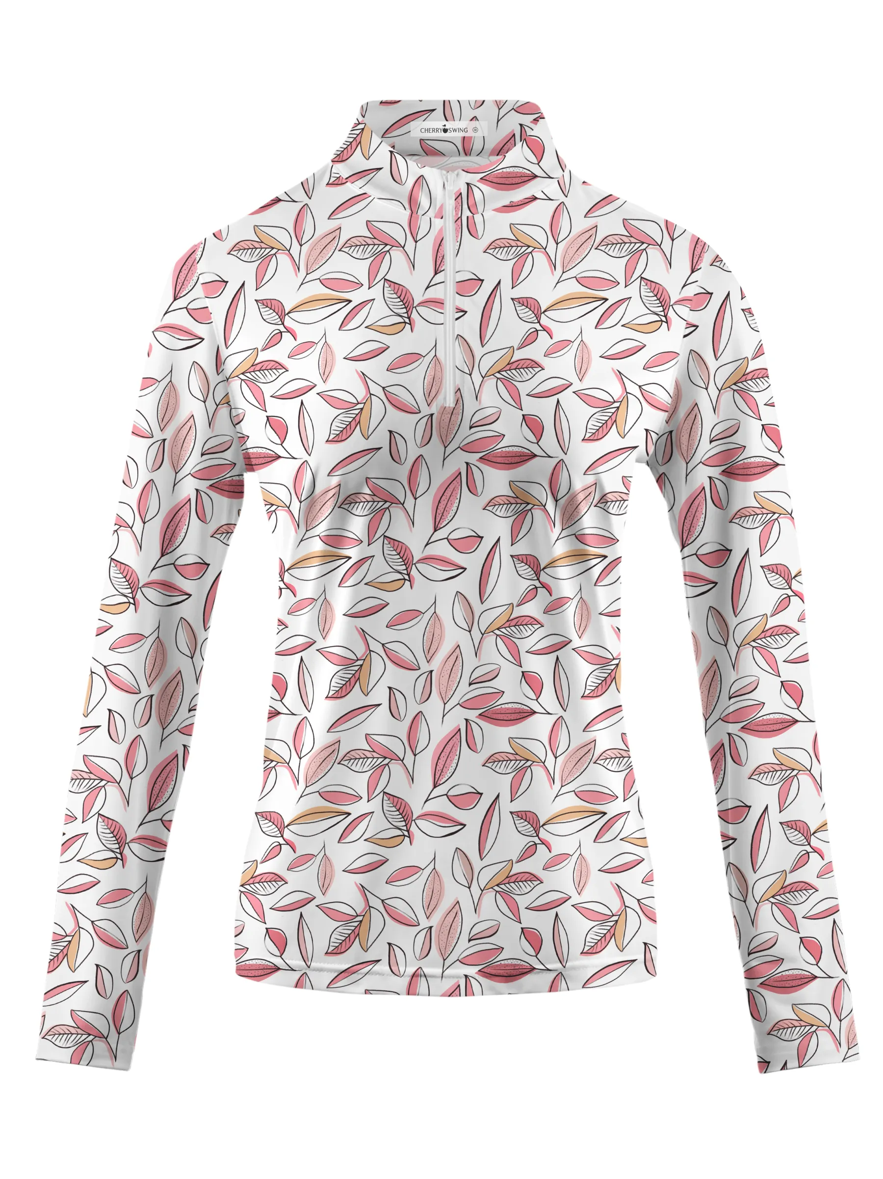 Cherryswing Women's Autumn Leaves Long Sleeve Golf Shirt