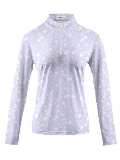 Cherryswing Women's Lavender in Full Bloom Long Sleeve Golf Shirt