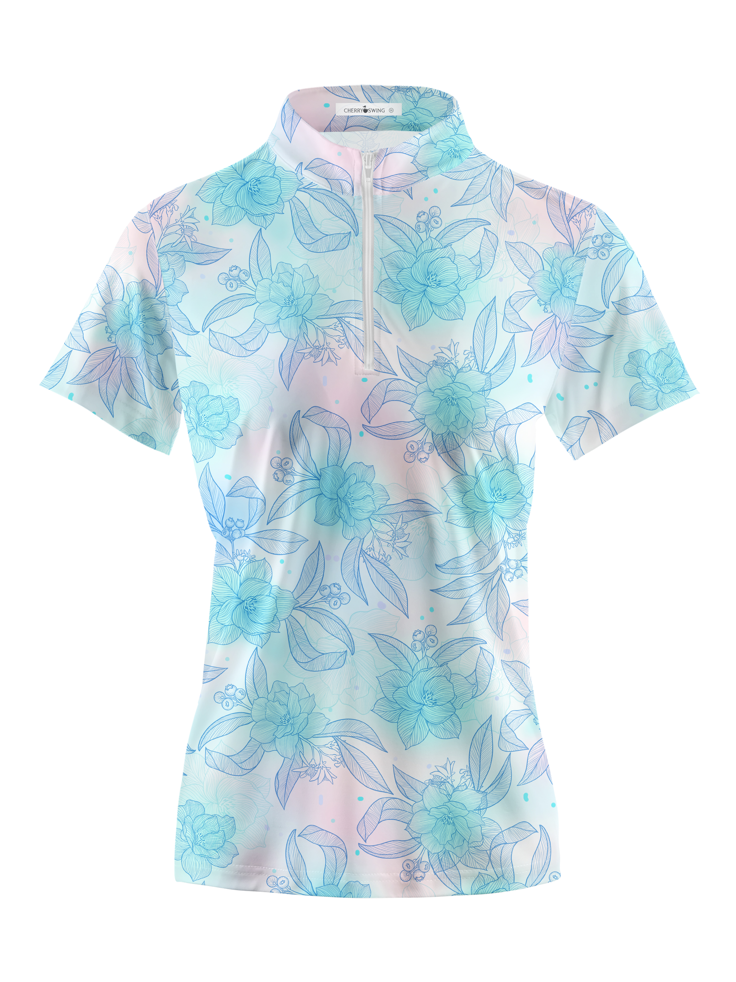 Cherryswing Women's Impressionist Blooms Golf Short Sleeve Polo Shirt