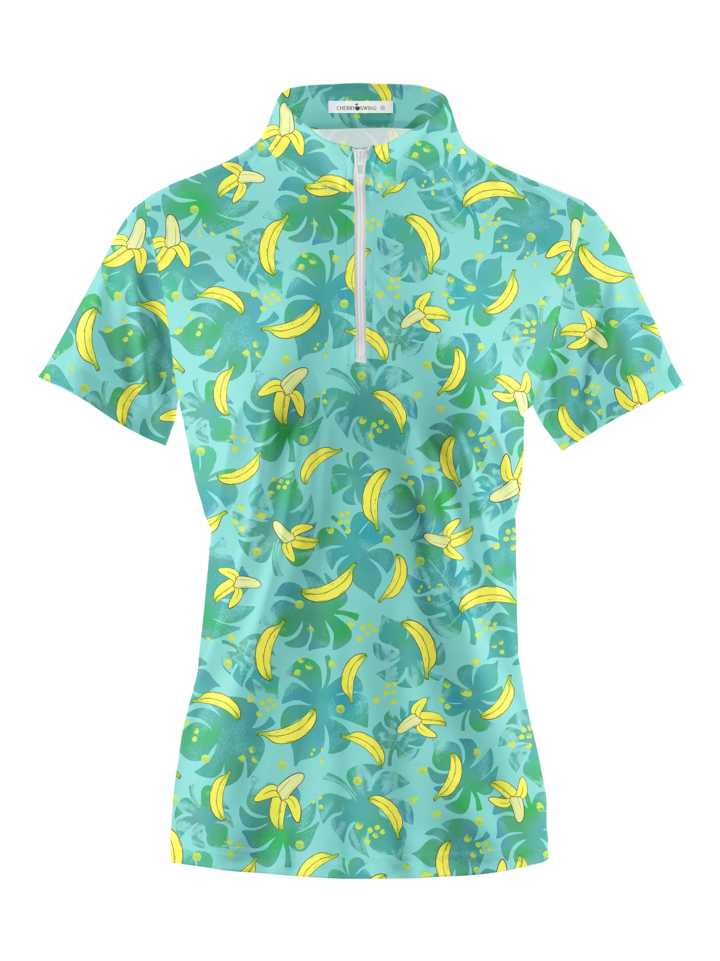 Cherryswing Women's Hawaiian Banana Golf Short Sleeve Polo Shirt
