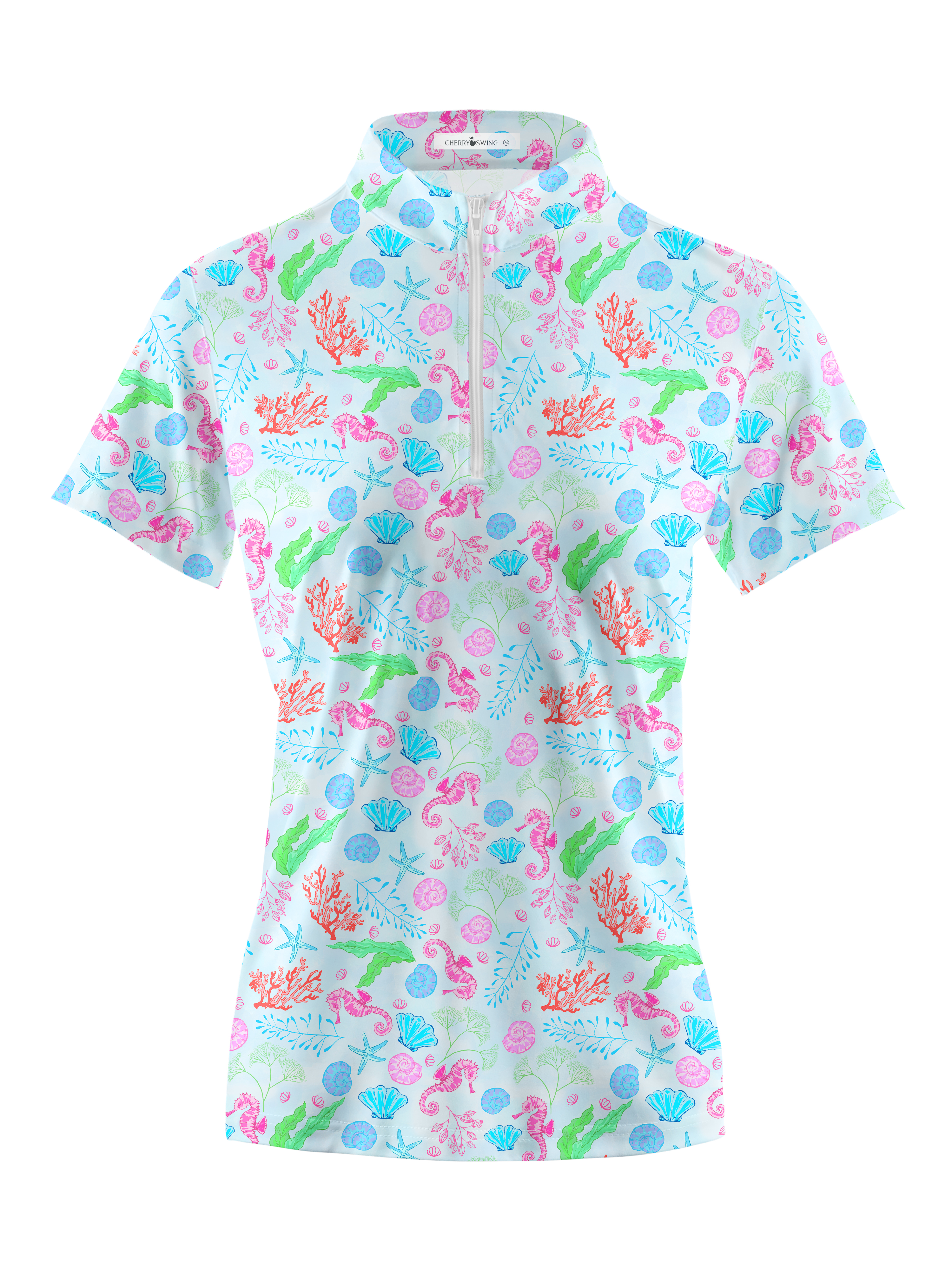 Cherryswing Women's Seashells and Starfish Golf Short Sleeve Polo Shirt