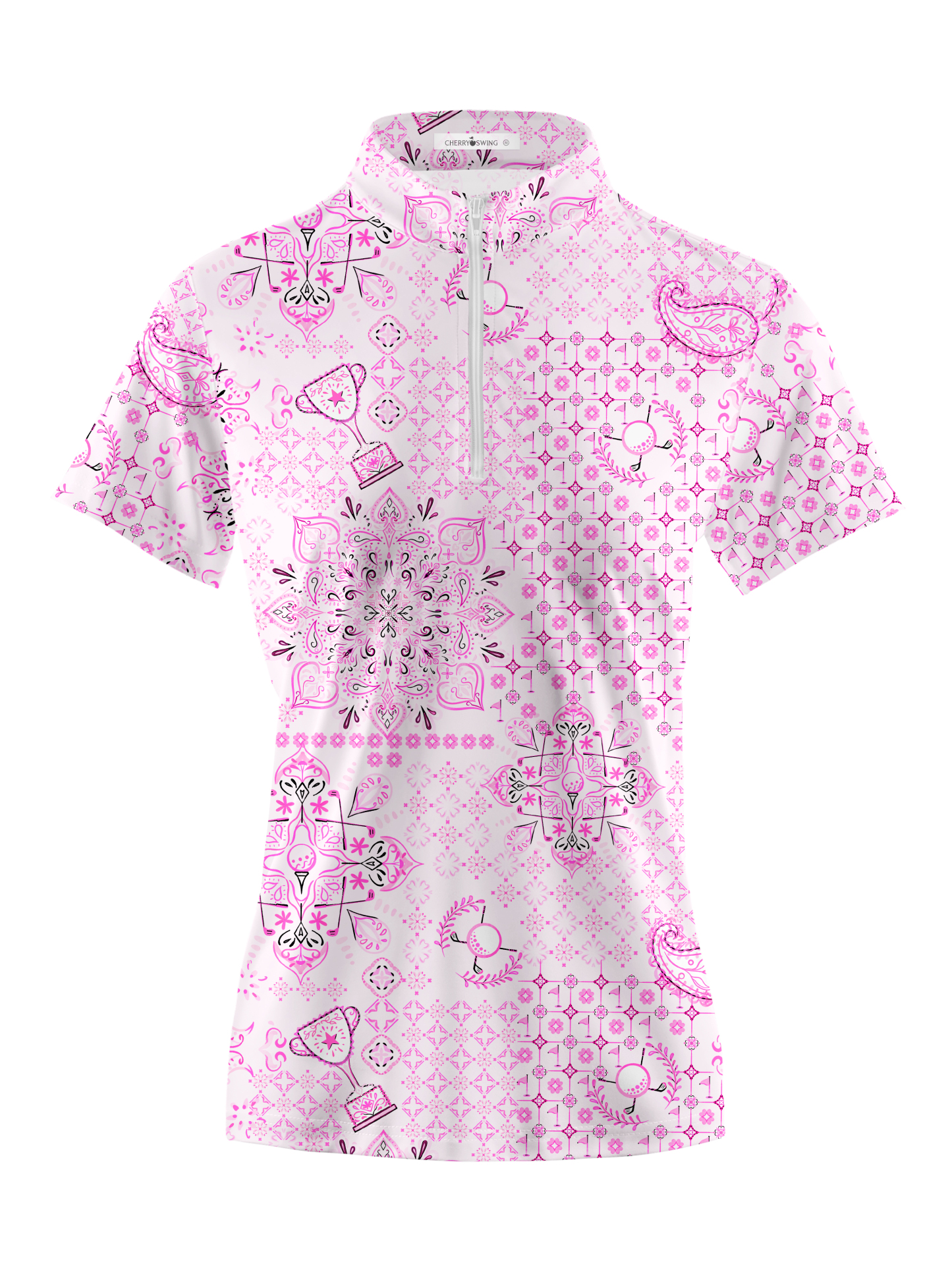 Cherryswing Women's Ethnic Pattern Golf Short Sleeve Polo Shirt