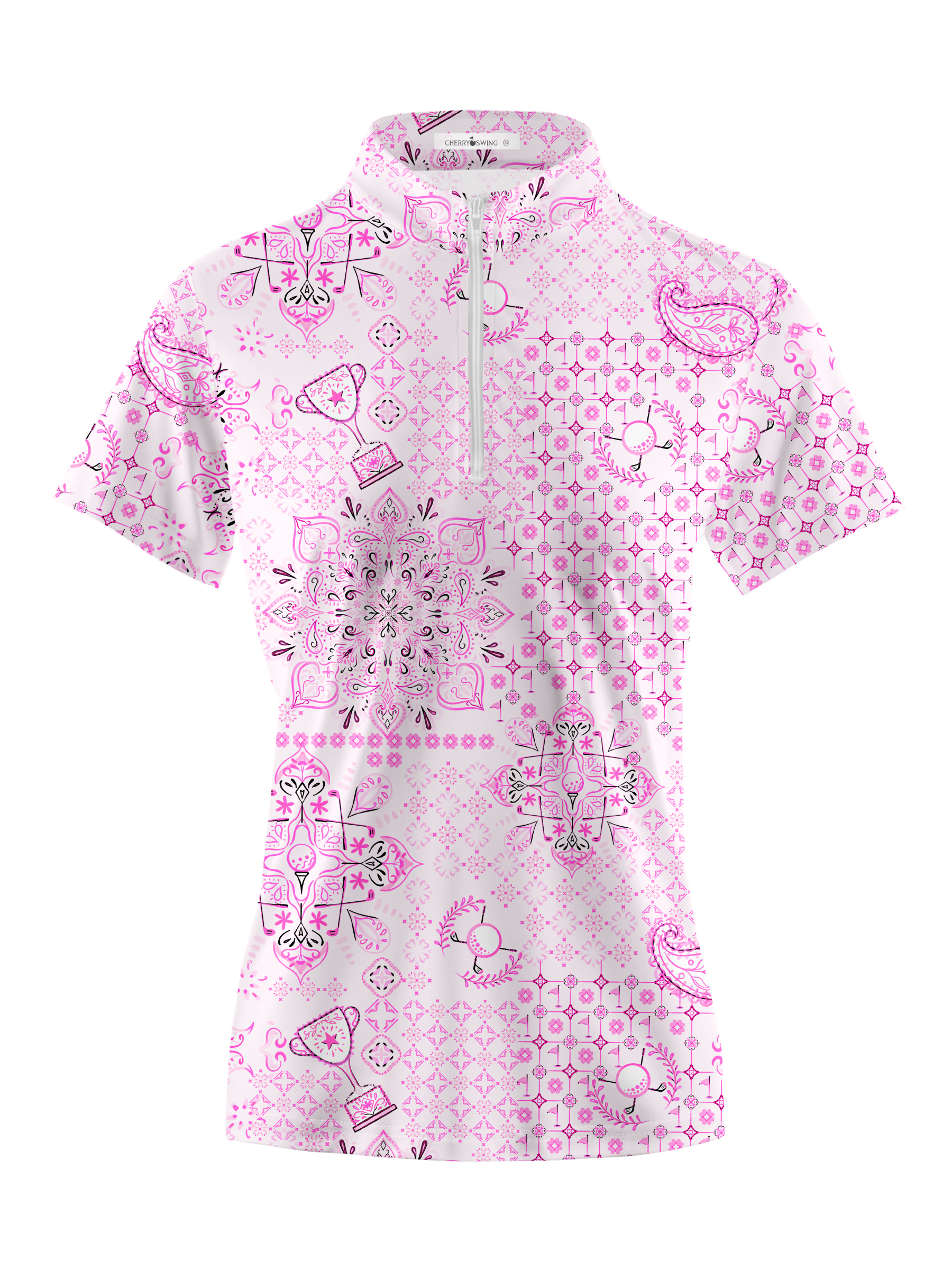 Cherryswing Women's Ethnic Pattern Golf Short Sleeve Polo Shirt