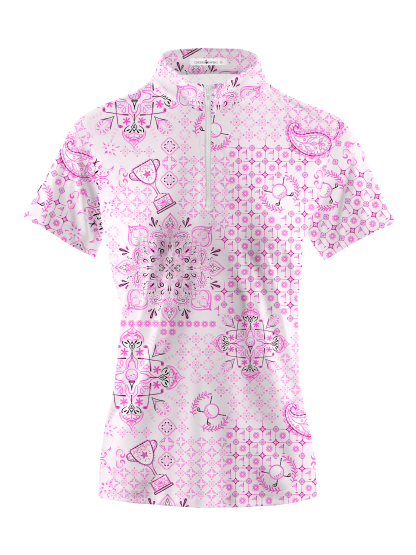 Cherryswing Women's Ethnic Pattern Golf Short Sleeve Polo Shirt