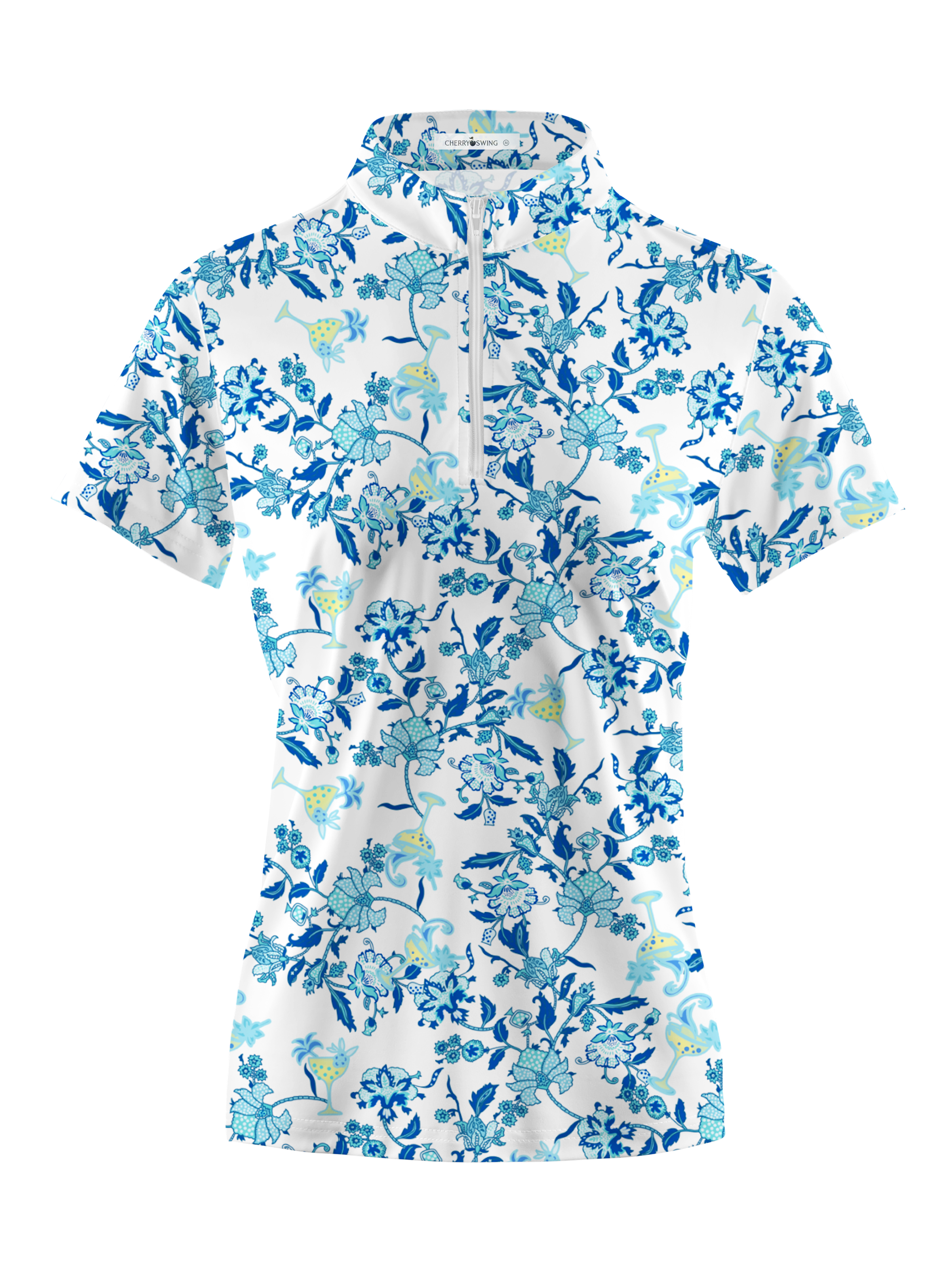 Cherryswing Women's Floral Golf Short Sleeve Polo Shirt