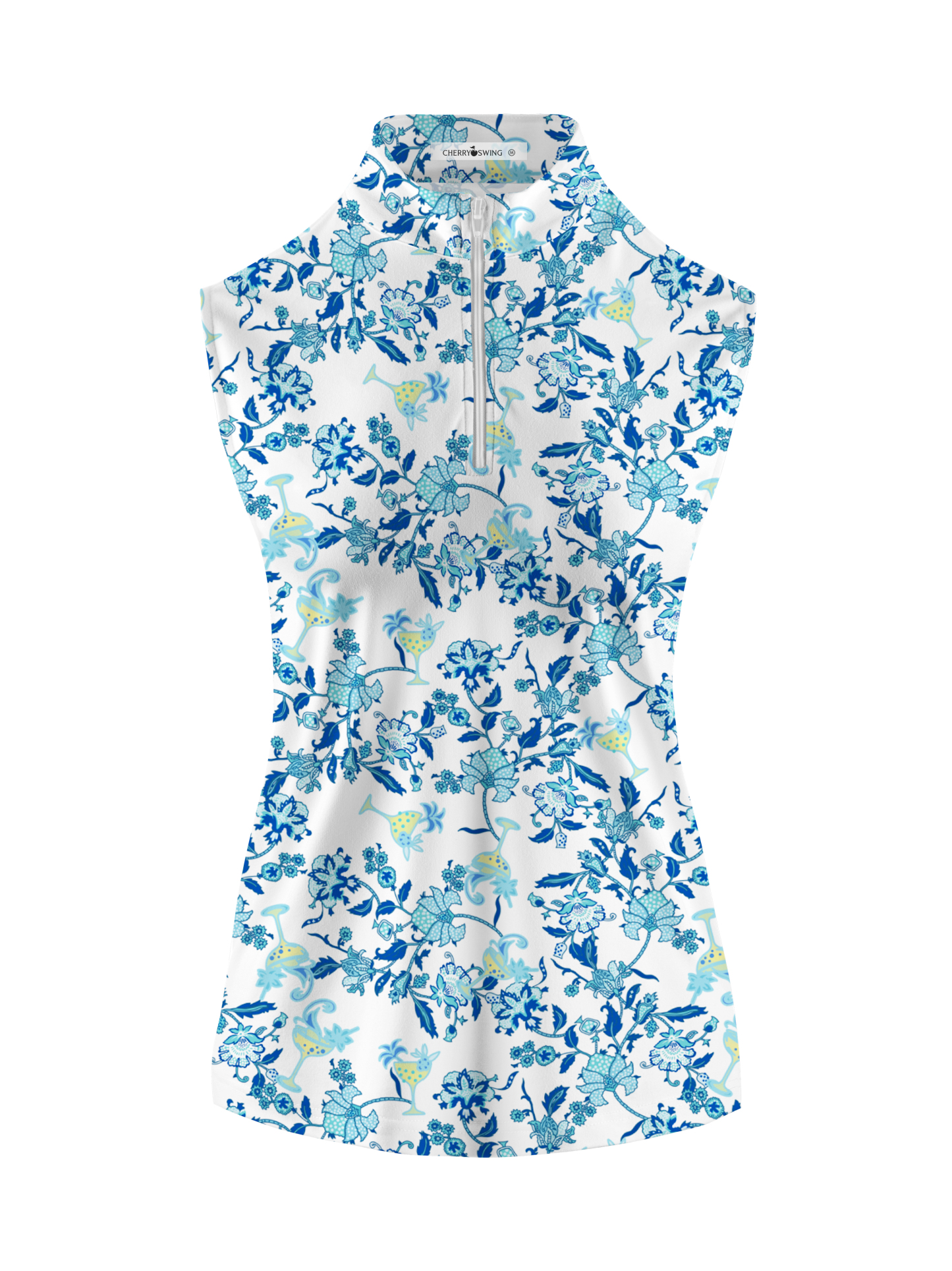 Cherryswing Women's Sleeveless Flowers Golf Polo Shirt