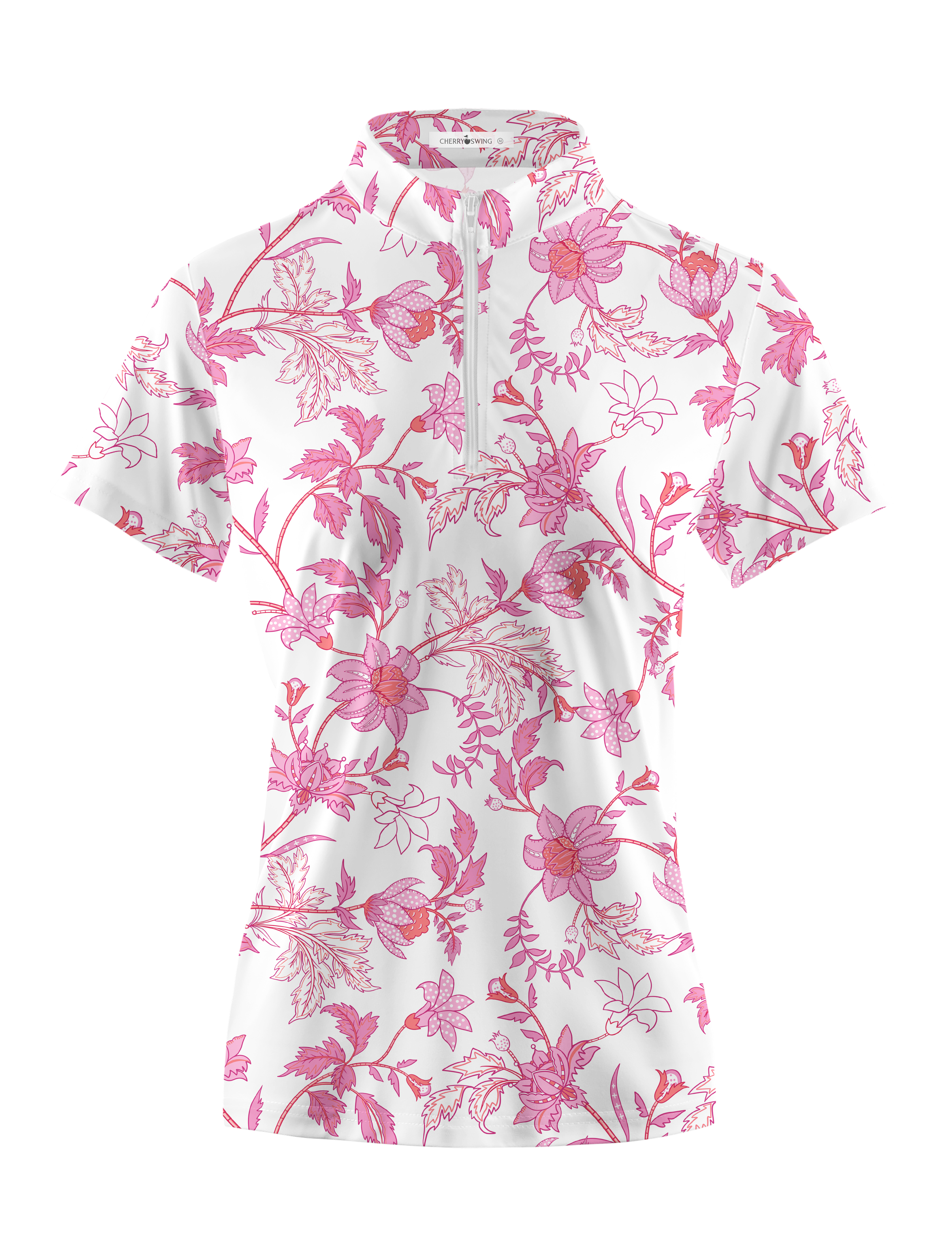 Cherryswing Women's Pink Blossoms Golf Short Sleeve Polo Shirt