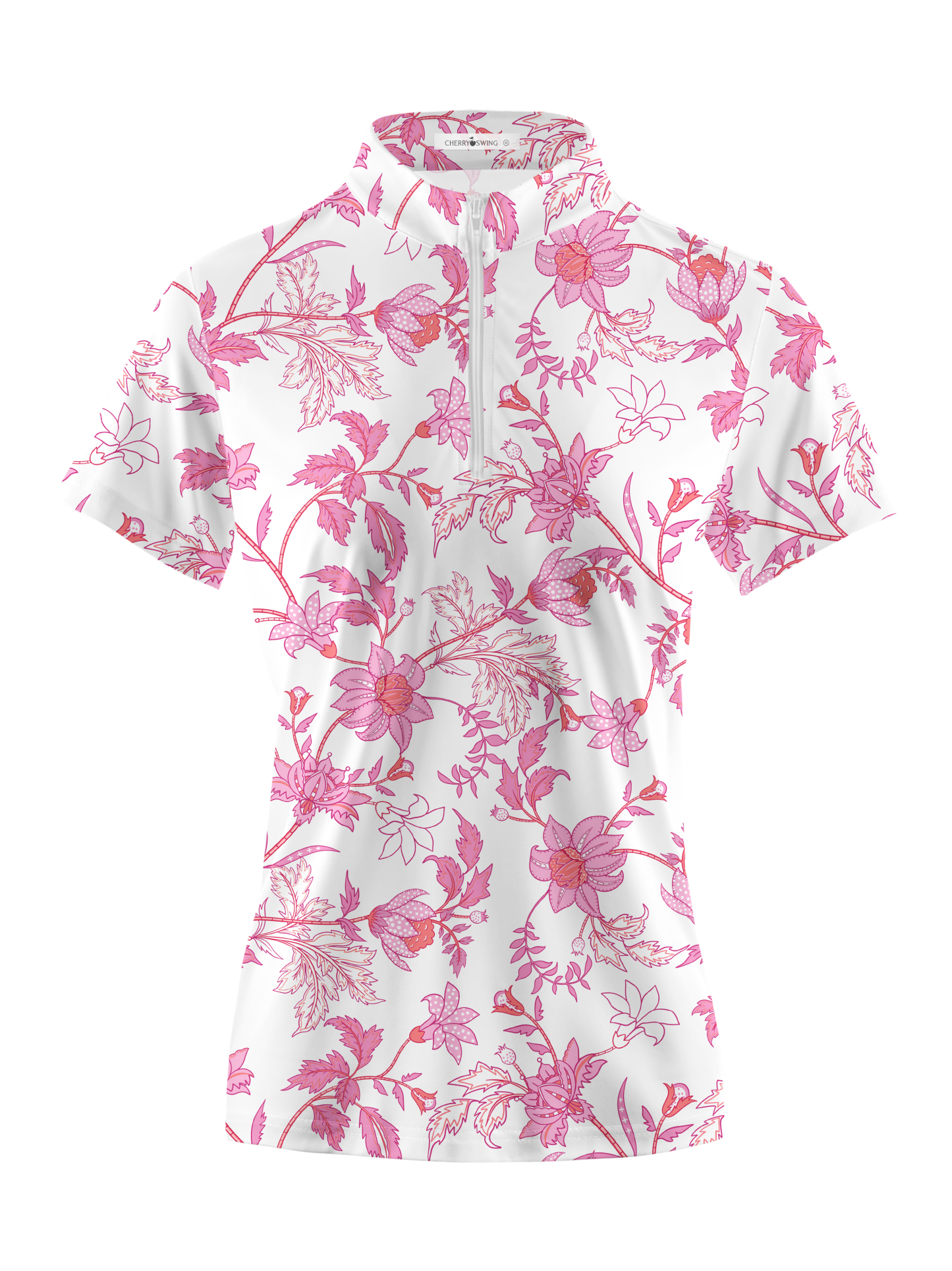 Cherryswing Women's Pink Blossoms Golf Short Sleeve Polo Shirt