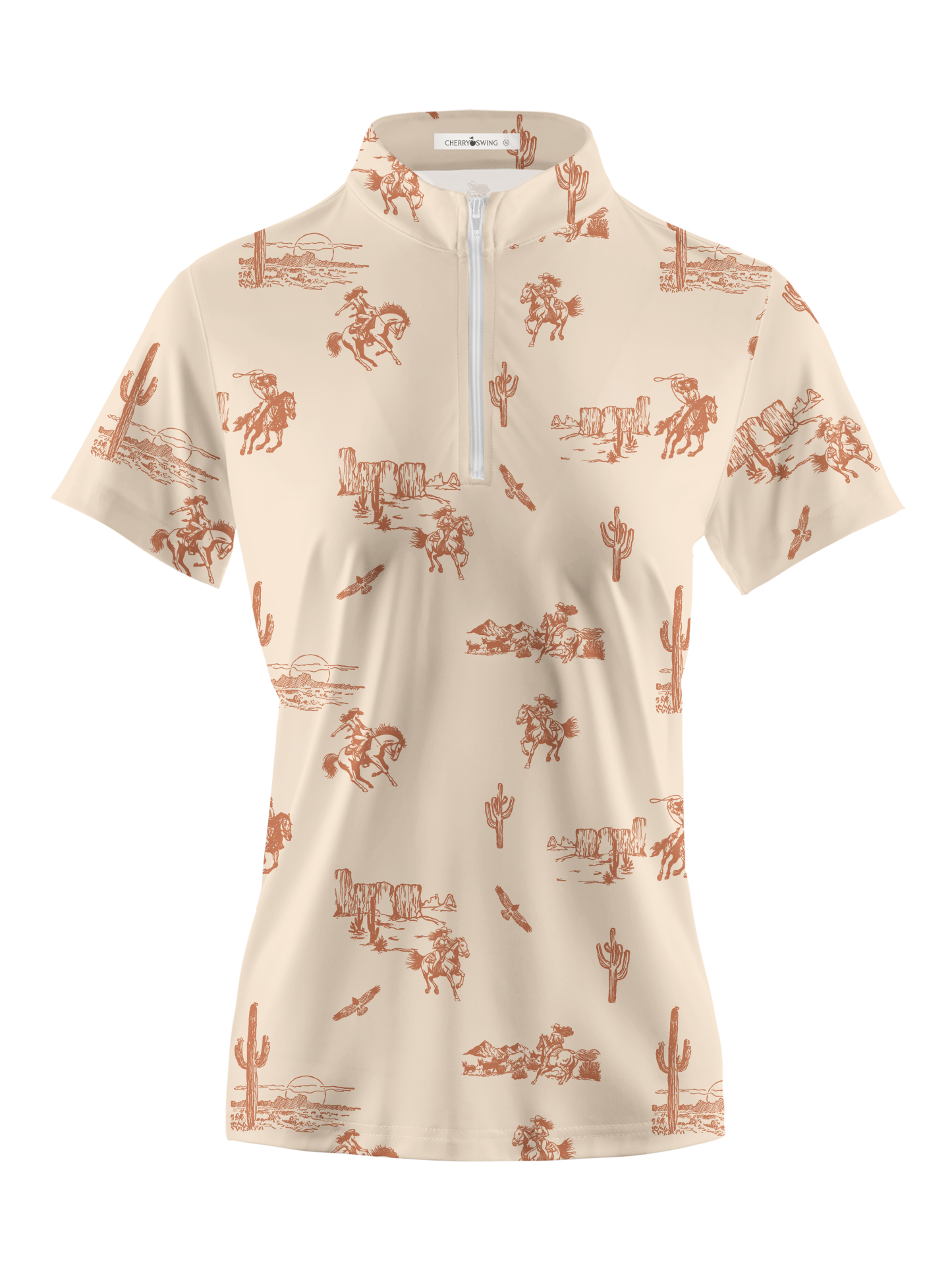 Cherryswing Women's Wild West Golf Short Sleeve Polo Shirt