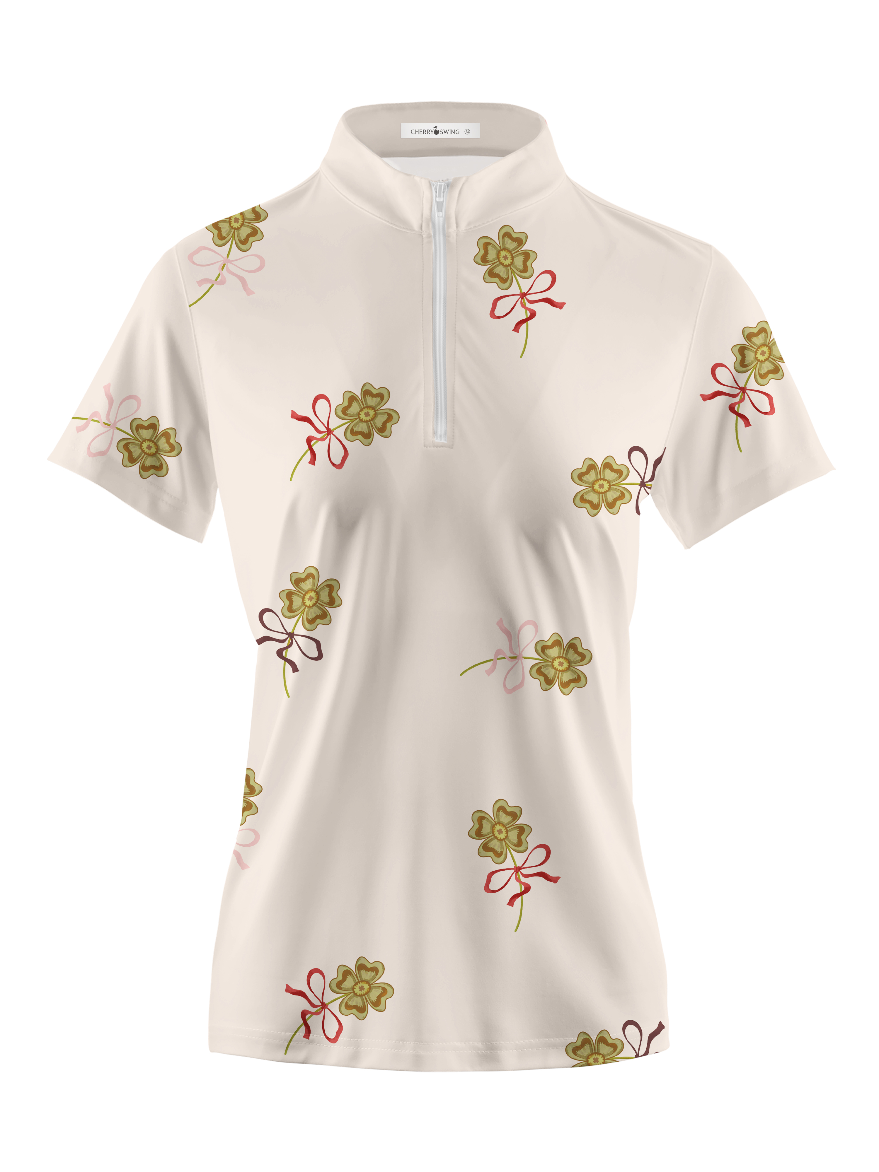 Cherryswing Women's Four Leaf Clover Golf Short Sleeve Polo Shirt