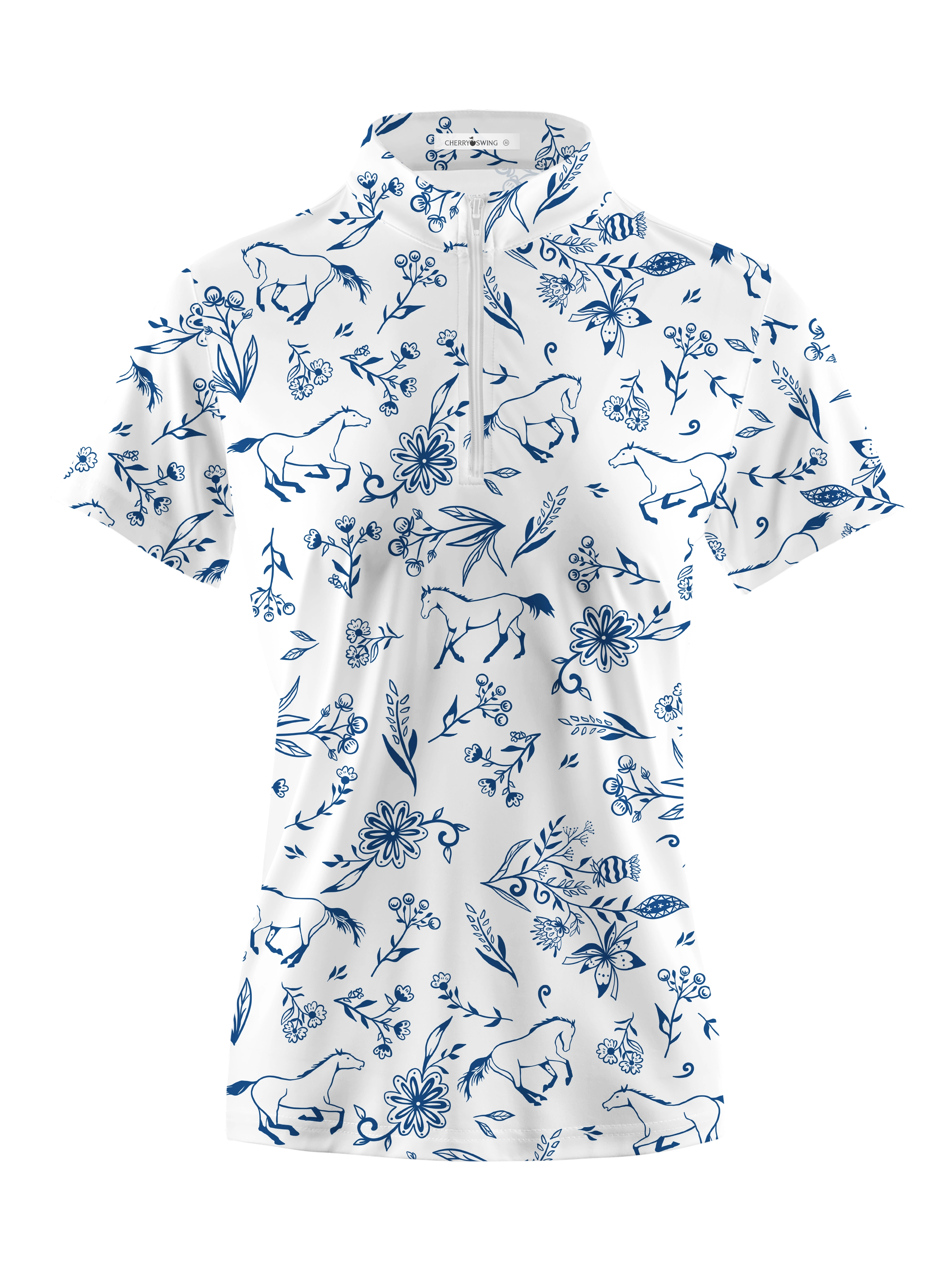 Cherryswing Women's Freeform Lines Golf Short Sleeve Polo Shirt