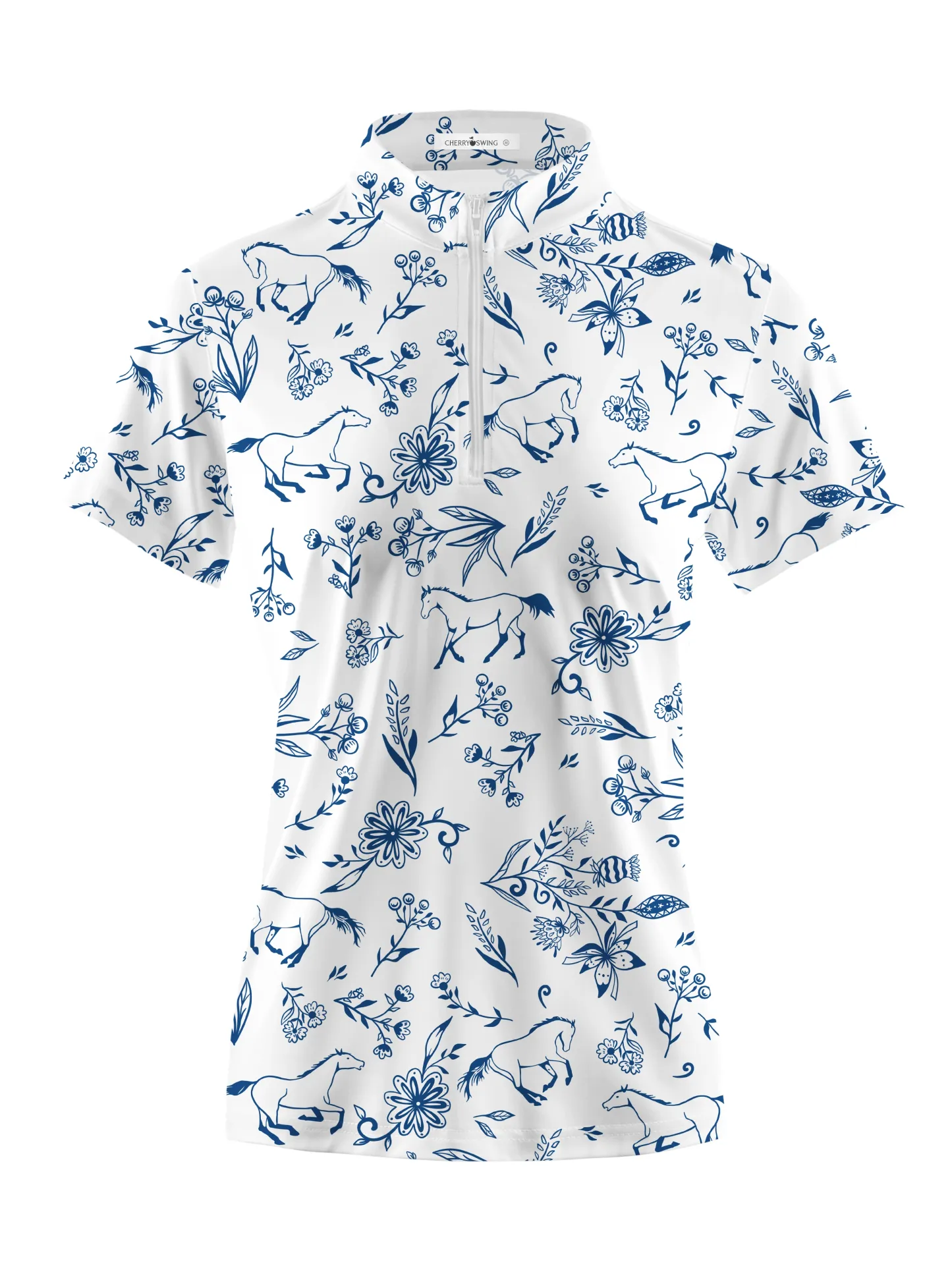 Cherryswing Women's Freeform Lines Golf Short Sleeve Polo Shirt