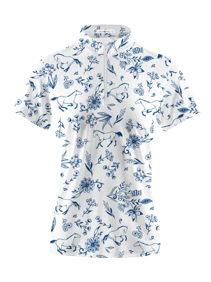 Cherryswing Women's Freeform Lines Golf Short Sleeve Polo Shirt